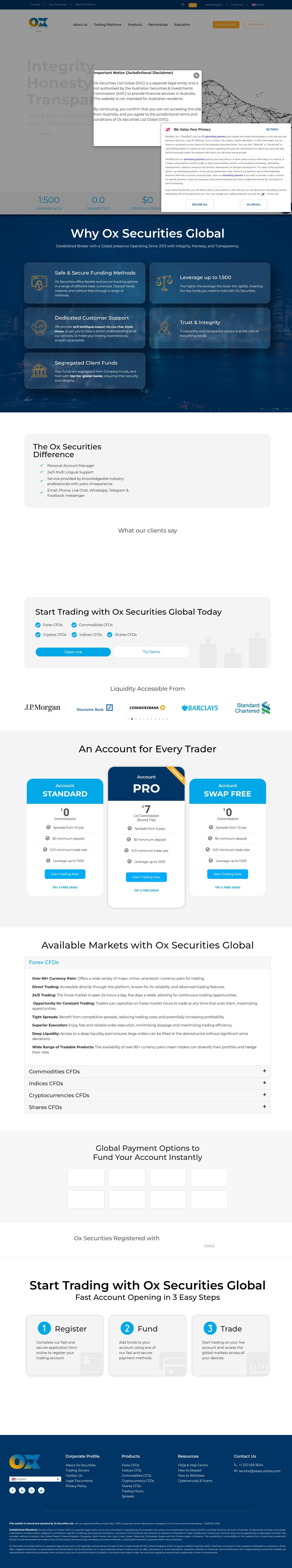 Homepage of oxsecurities.com as we captured it