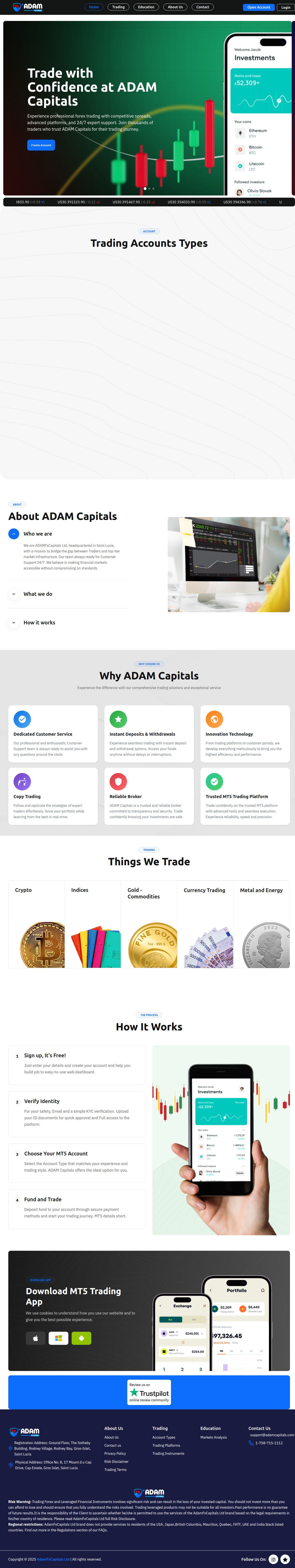 Homepage of adamcapitals.com as we captured it