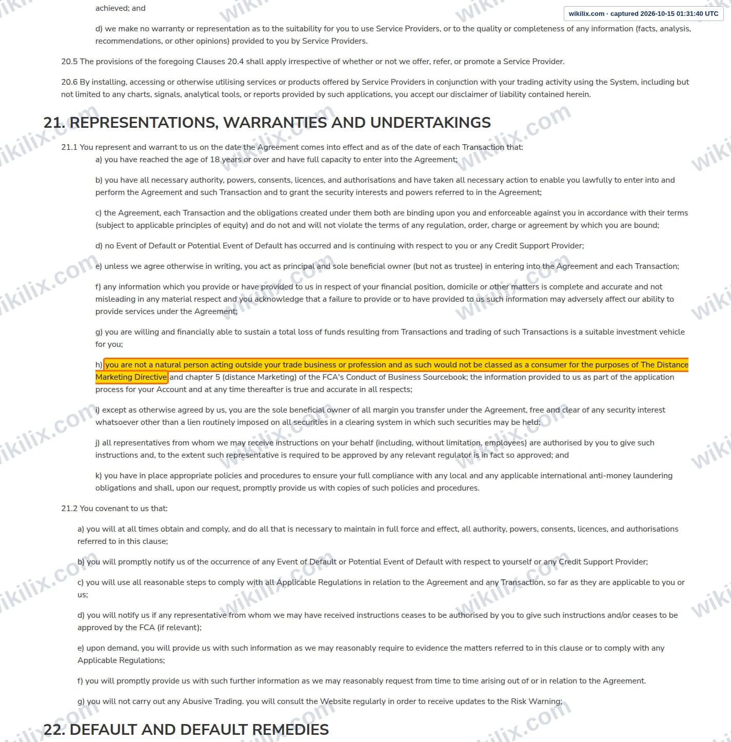 Our full page screenshot of the page this clause sits on, on 4T's site 4t.co.uk, taken on Oct 15, 2026. The quoted words are marked in the image.