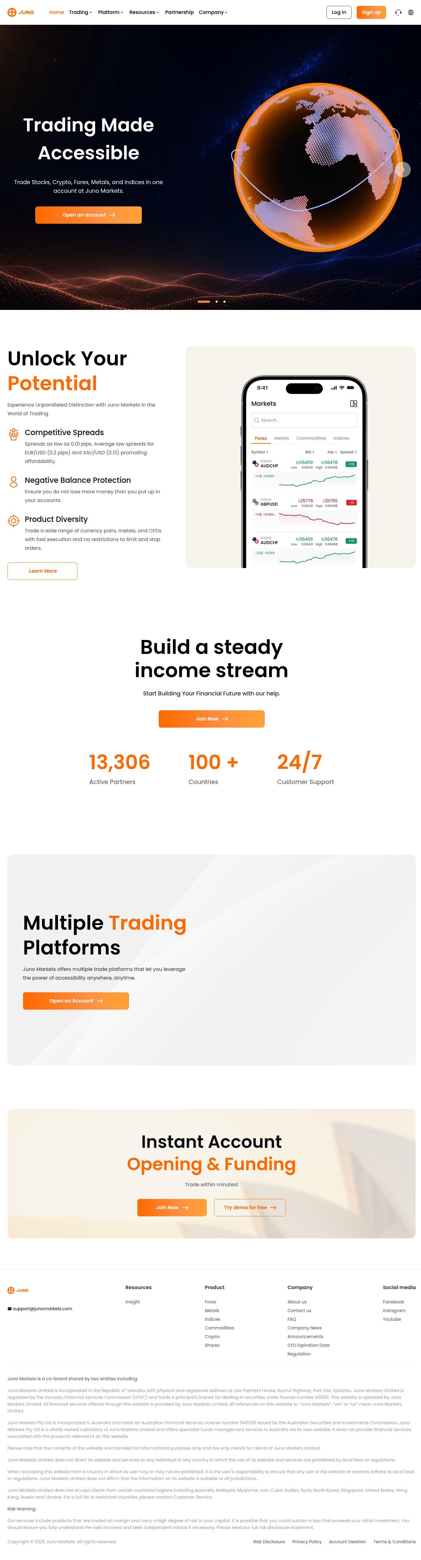 Homepage of junomarkets.com as we captured it