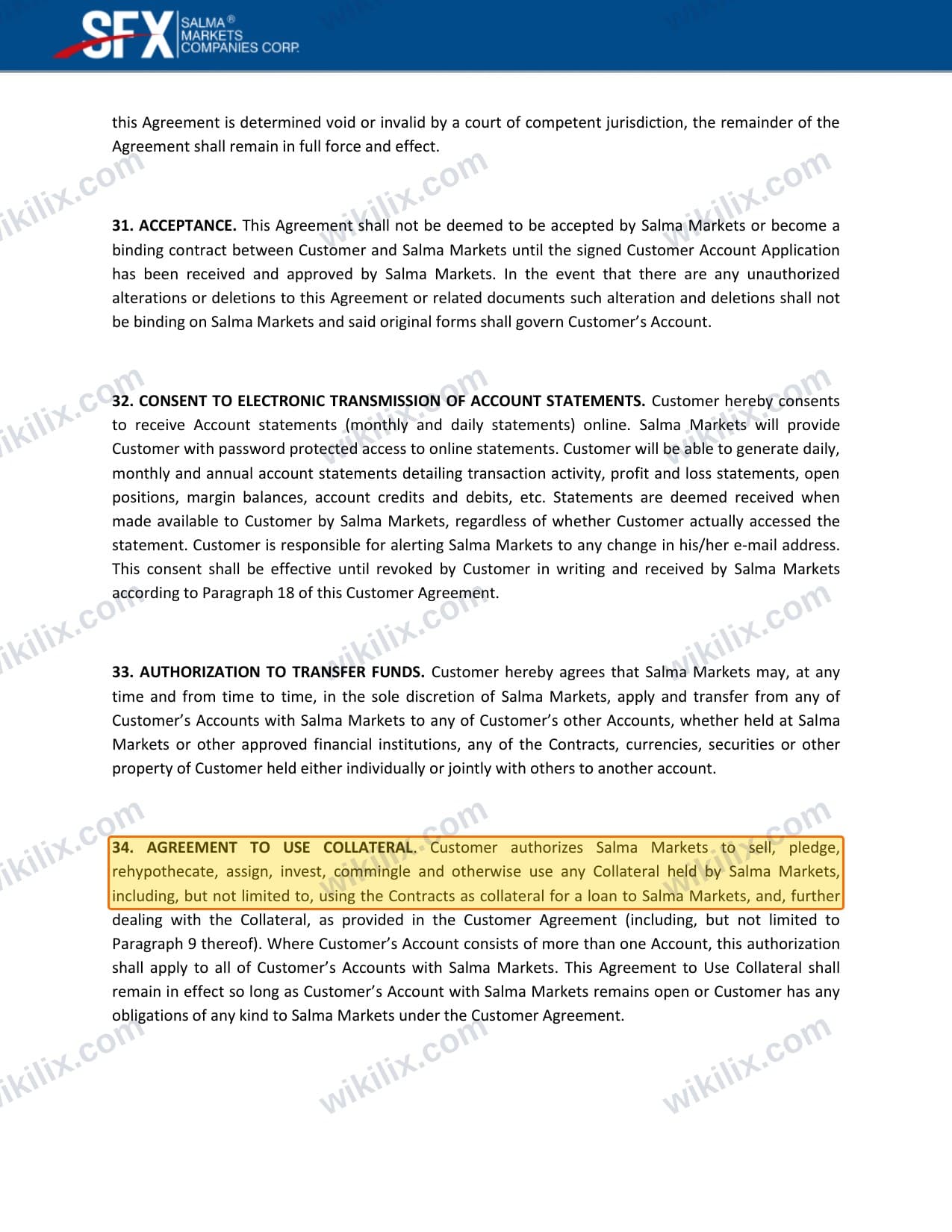 Our full page screenshot of the page this clause sits on, on Salma Markets's site content.salmamarkets.net, taken on Sep 9, 2026. The quoted words are marked in the image.