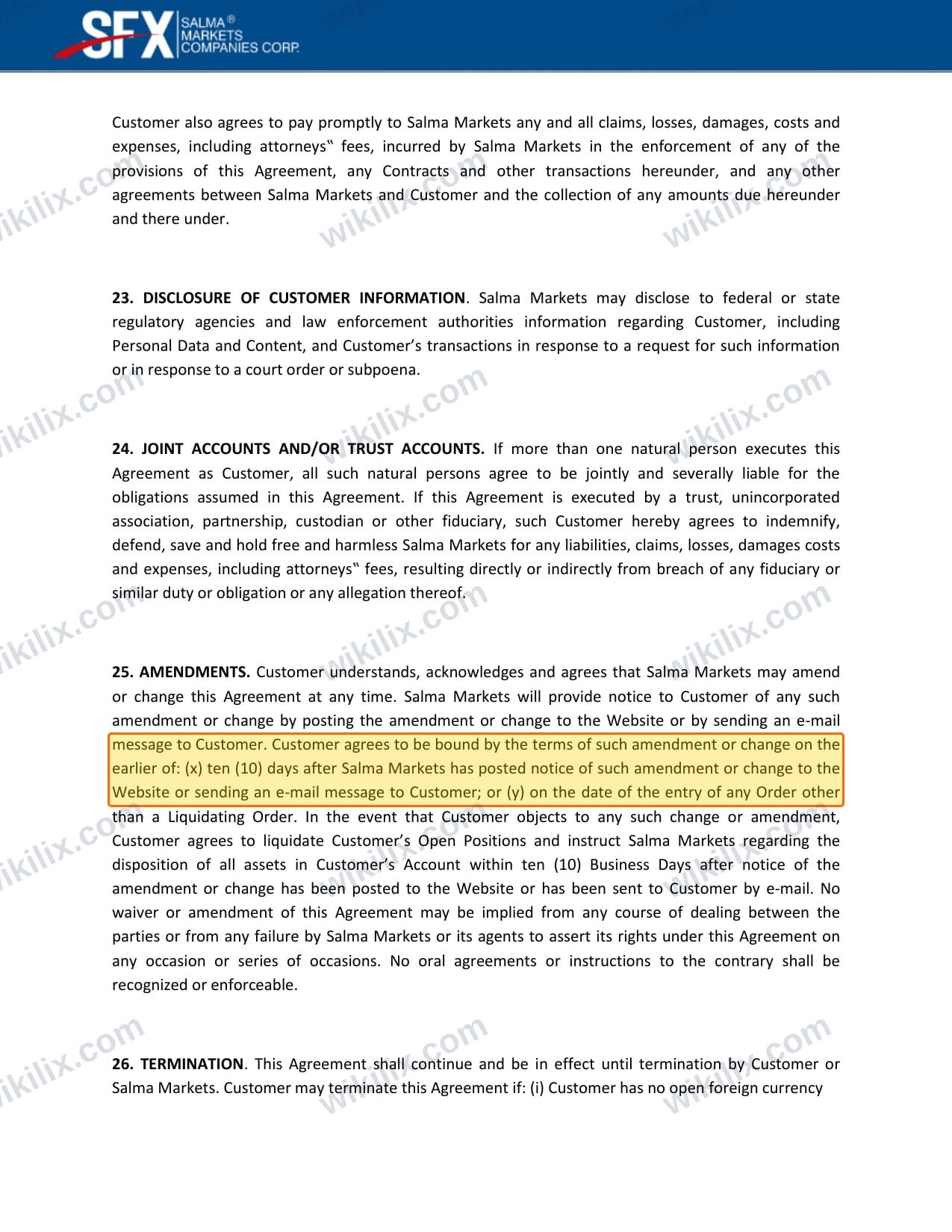 Our full page screenshot of the page this clause sits on, on Salma Markets's site content.salmamarkets.net, taken on Sep 9, 2026. The quoted words are marked in the image.