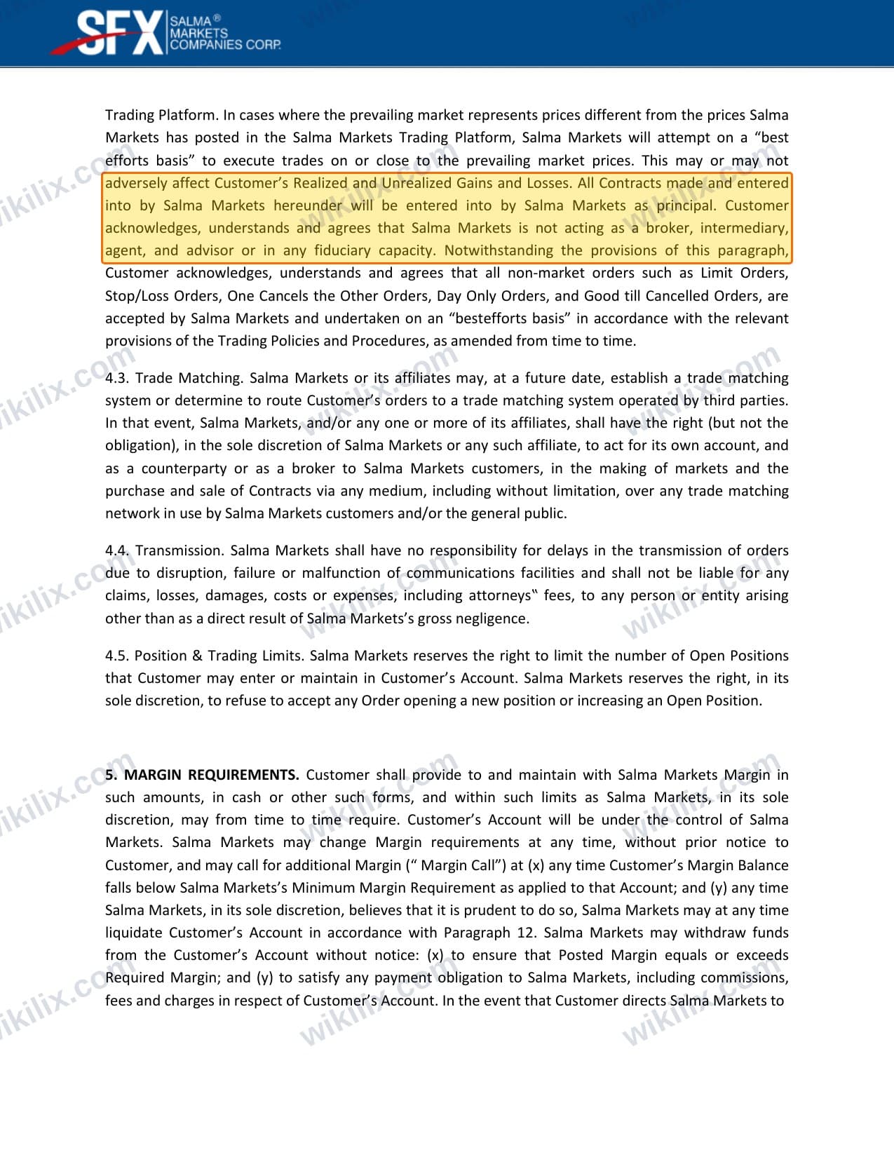 Our full page screenshot of the page this clause sits on, on Salma Markets's site content.salmamarkets.net, taken on Sep 9, 2026. The quoted words are marked in the image.
