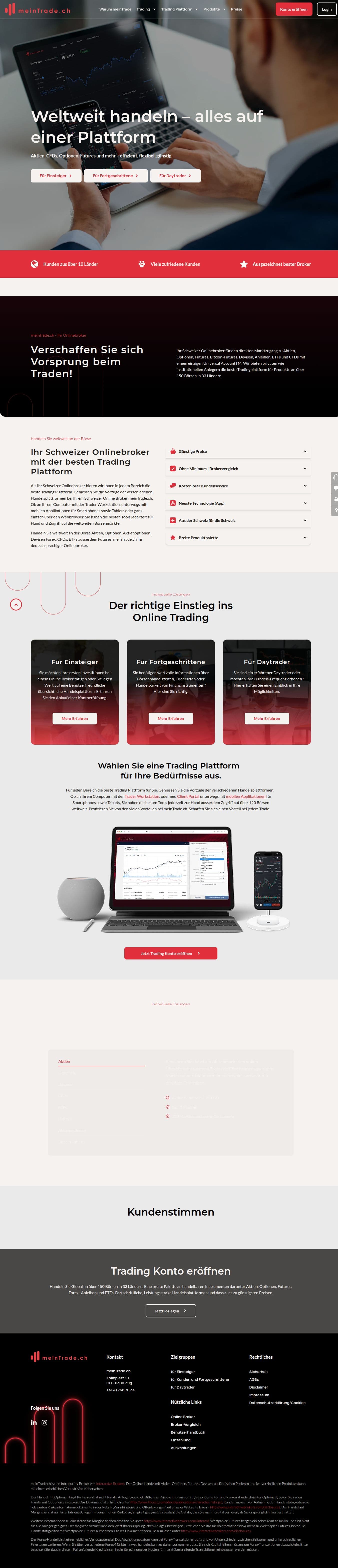 Homepage of meintrade.ch as we captured it