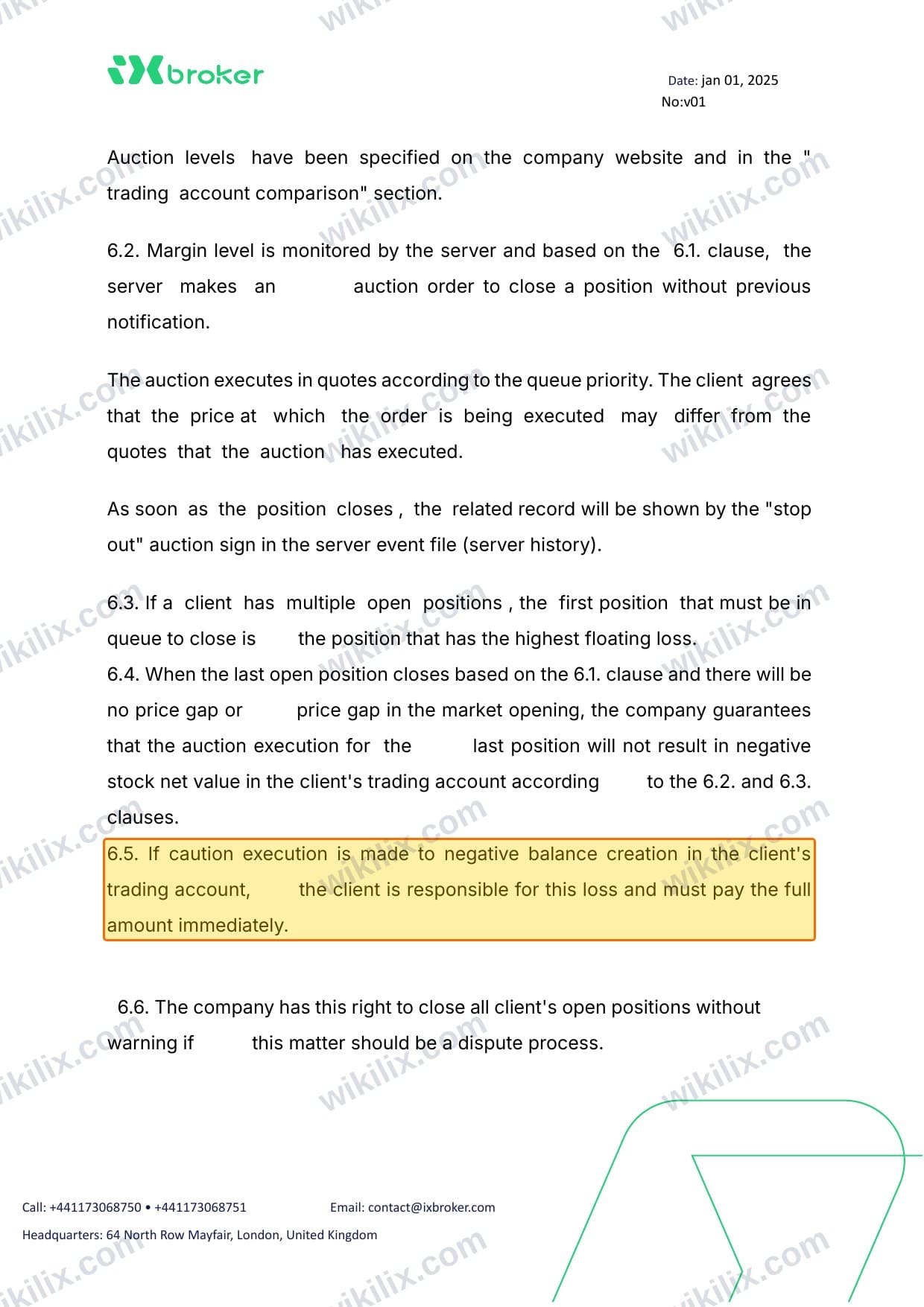 Our full page screenshot of the page this clause sits on, on iXBROKER's site dl.ixbroker.com, taken on Sep 8, 2026. The quoted words are marked in the image.