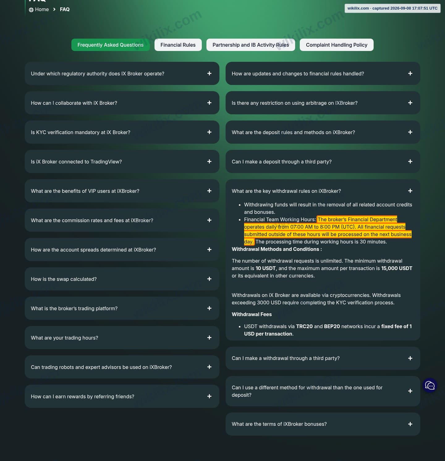 Our full page screenshot of the page that makes this promise, on iXBROKER's site ixbroker.com, taken on Sep 8, 2026. The quoted words are marked in the image.