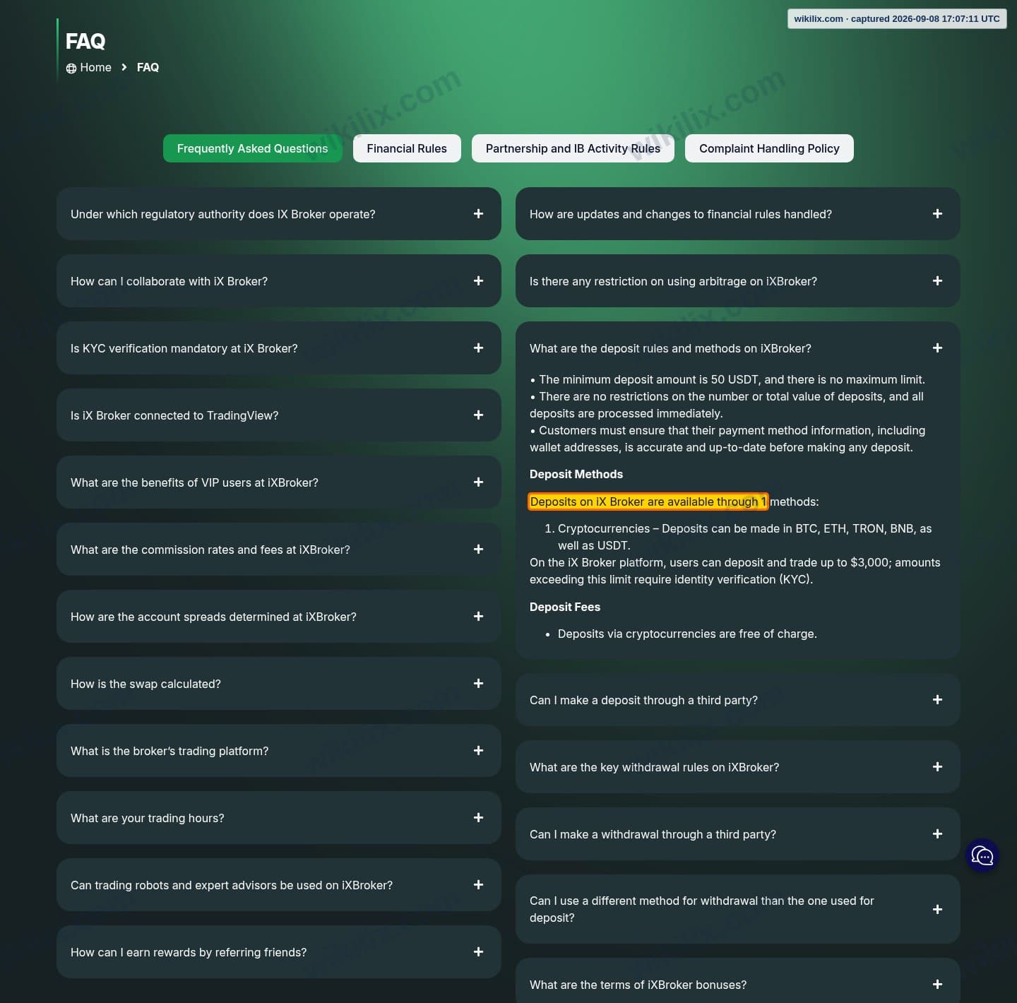 Our full page screenshot of the page that makes this promise, on iXBROKER's site ixbroker.com, taken on Sep 8, 2026. The quoted words are marked in the image.
