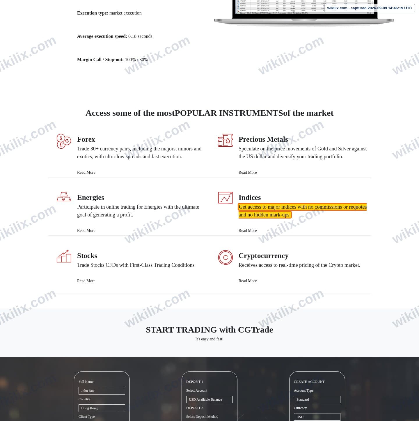 Our full page screenshot of the page that makes this promise, on CG FINTECH's site cgtrademu.com, taken on Sep 9, 2026. The quoted words are marked in the image.