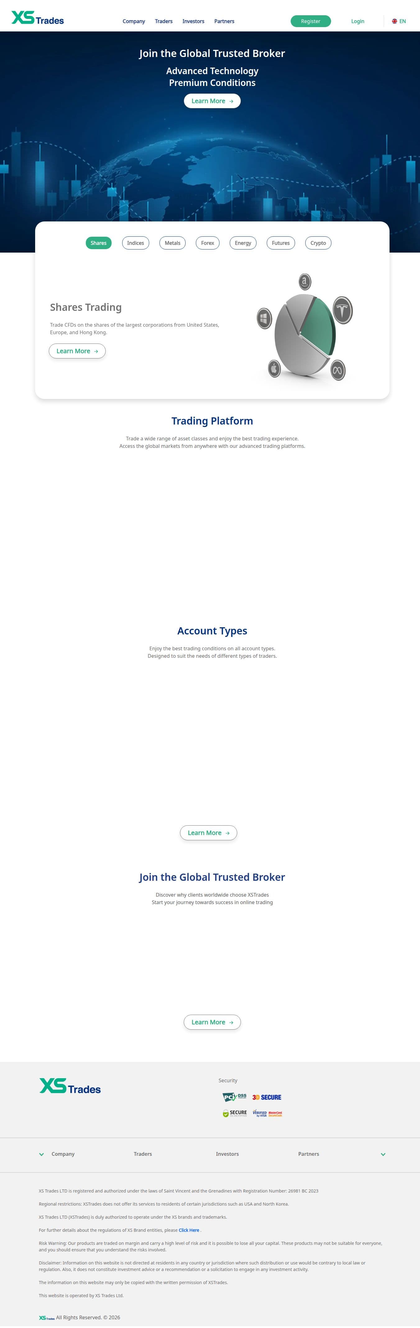 Homepage of xstrades.com as we captured it