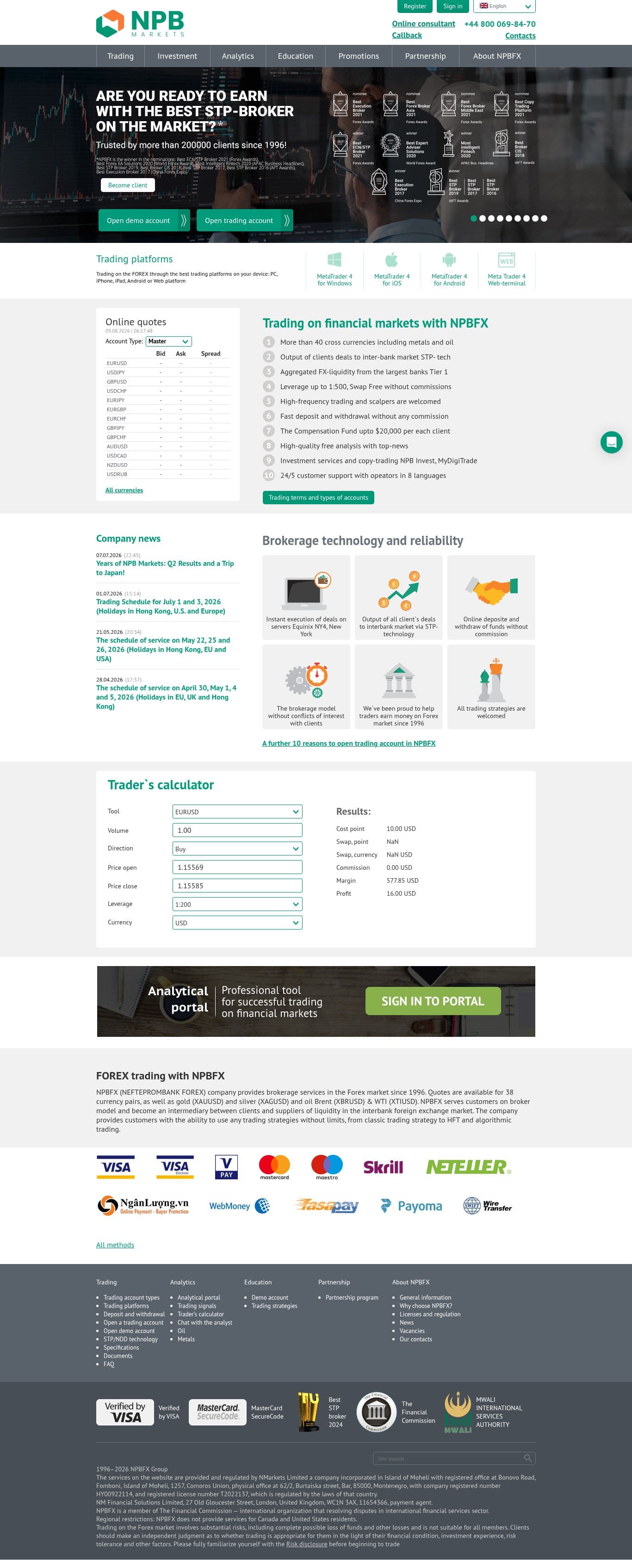 Homepage of npbfx.org as we captured it