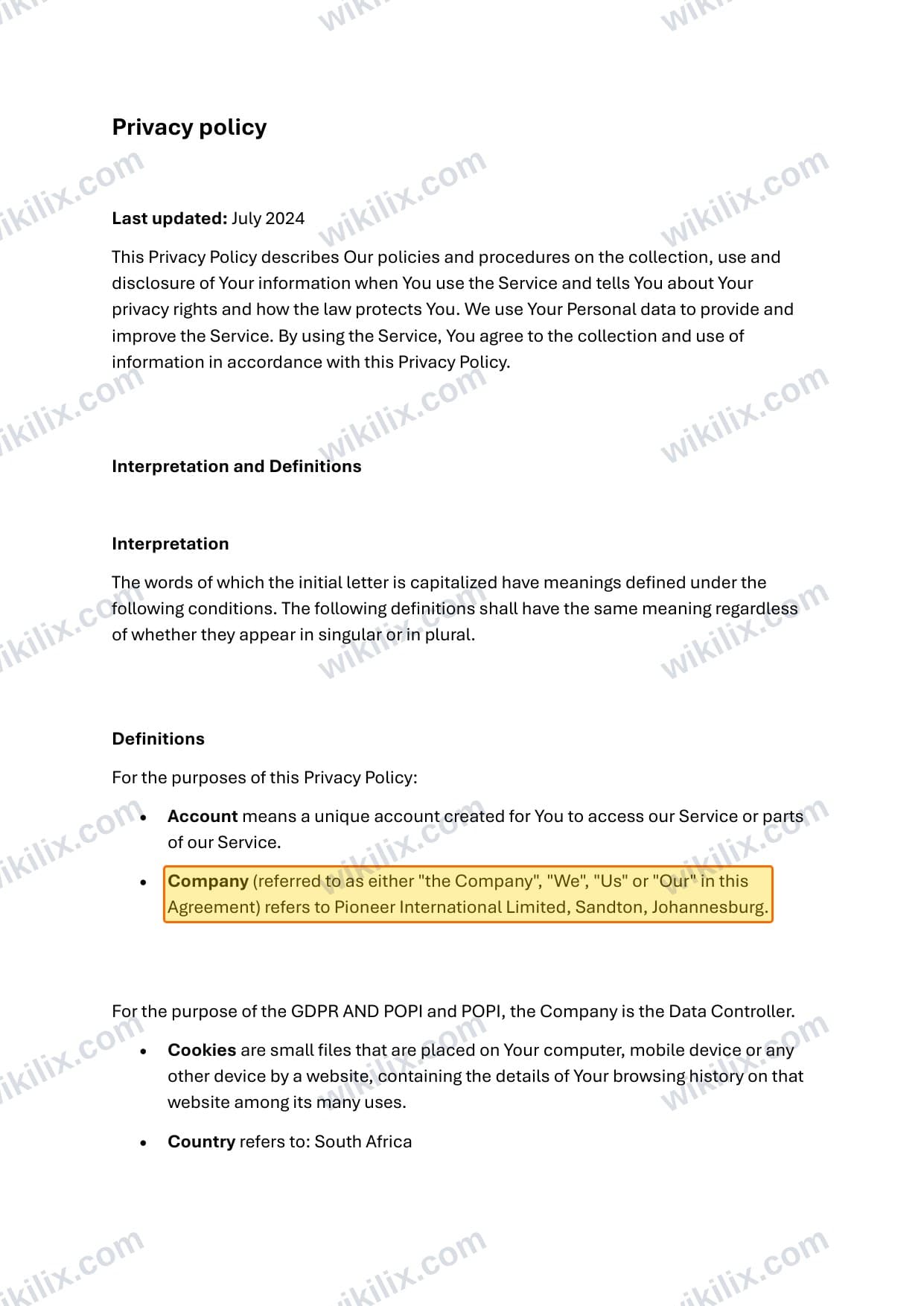 Our full page screenshot of the page this clause sits on, on Ubuntu Markets's site ubuntumarkets.com, taken on Aug 25, 2026. The quoted words are marked in the image.