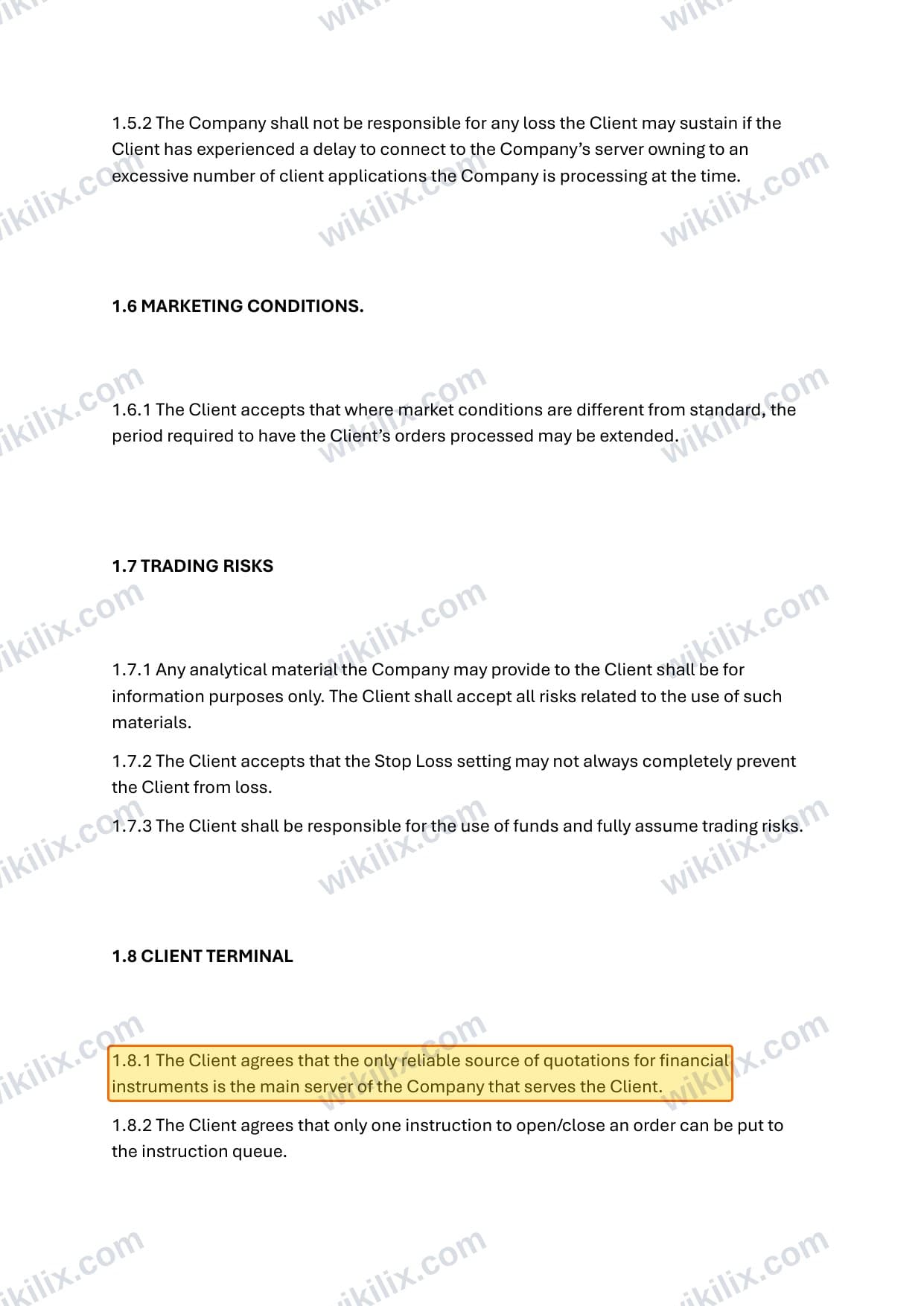 Our full page screenshot of the page this clause sits on, on Ubuntu Markets's site ubuntumarkets.com, taken on Aug 25, 2026. The quoted words are marked in the image.