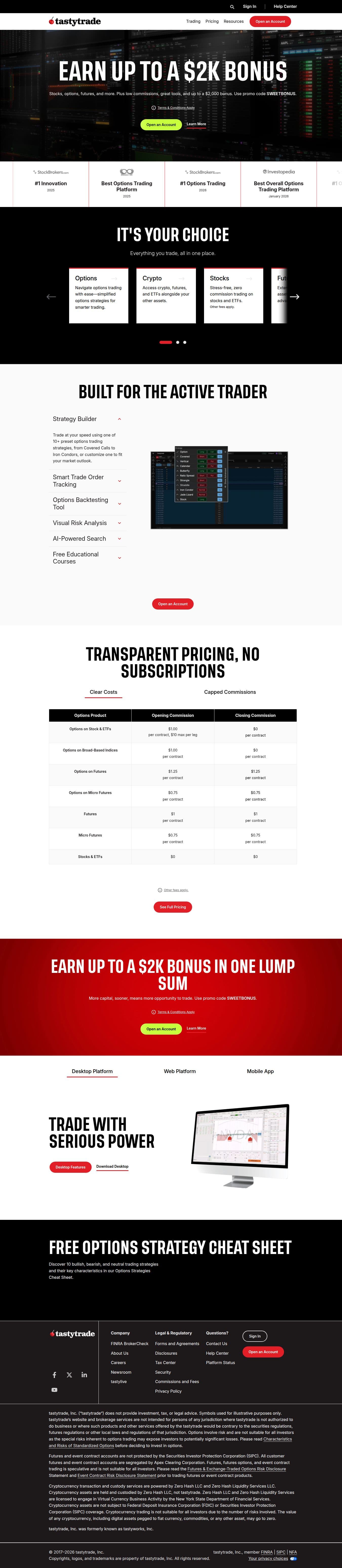Homepage of tastytrade.com as we captured it