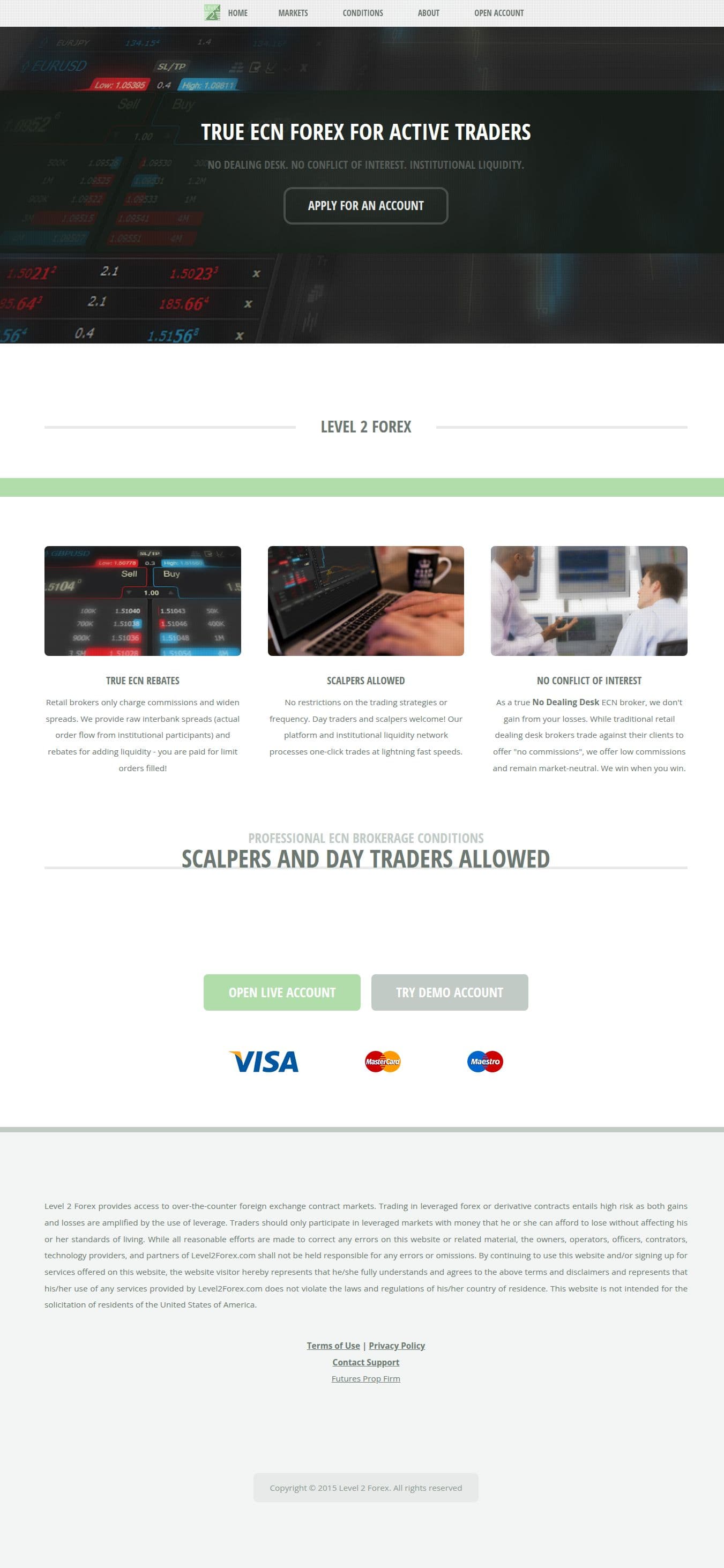 Homepage of level2forex.com as we captured it