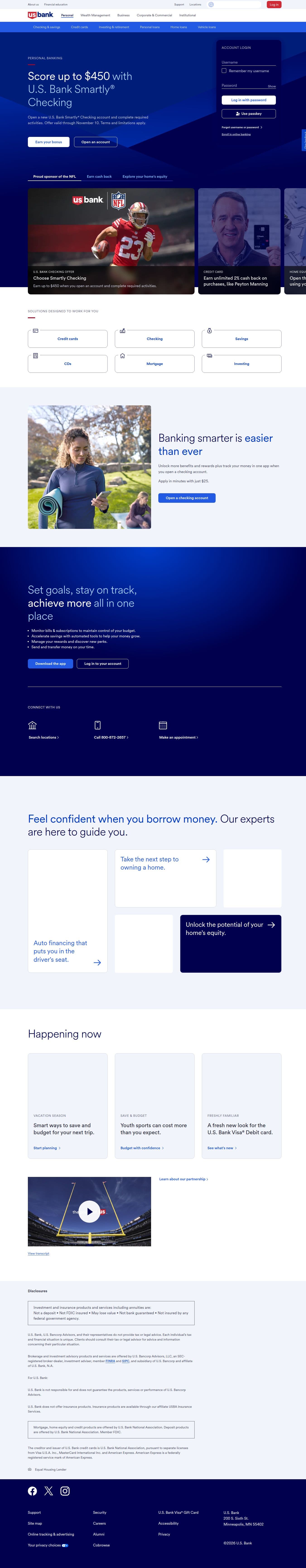 Homepage of usbank.com as we captured it