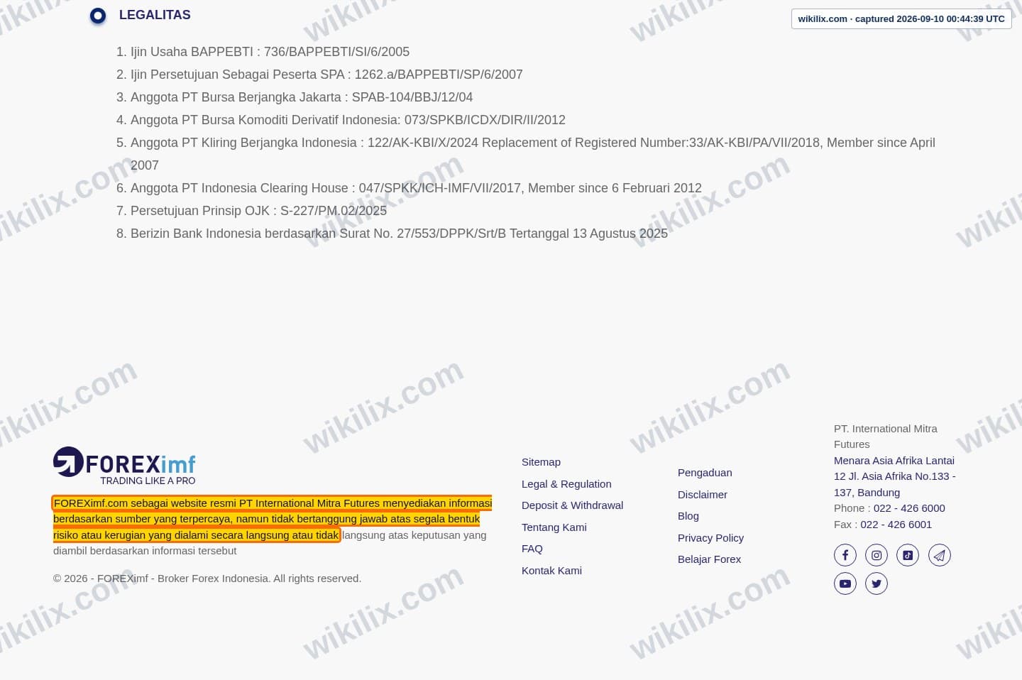 Our full page screenshot of the page that makes this promise, on FOREXimf's site foreximf.com, taken on Sep 10, 2026. The quoted words are marked in the image.