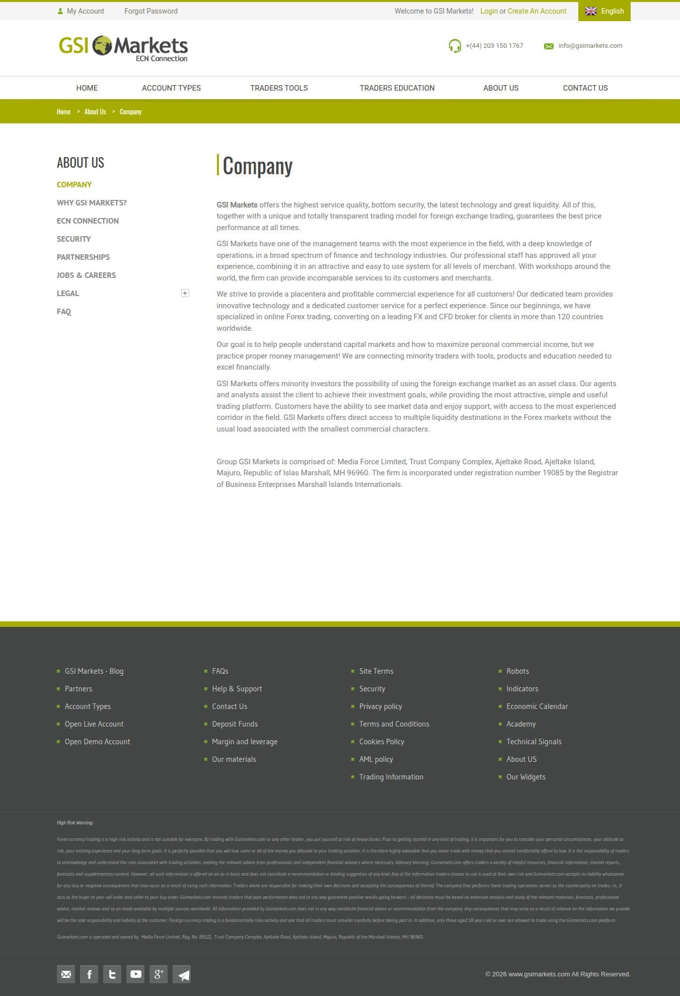 Homepage of gsimarkets.com as we captured it
