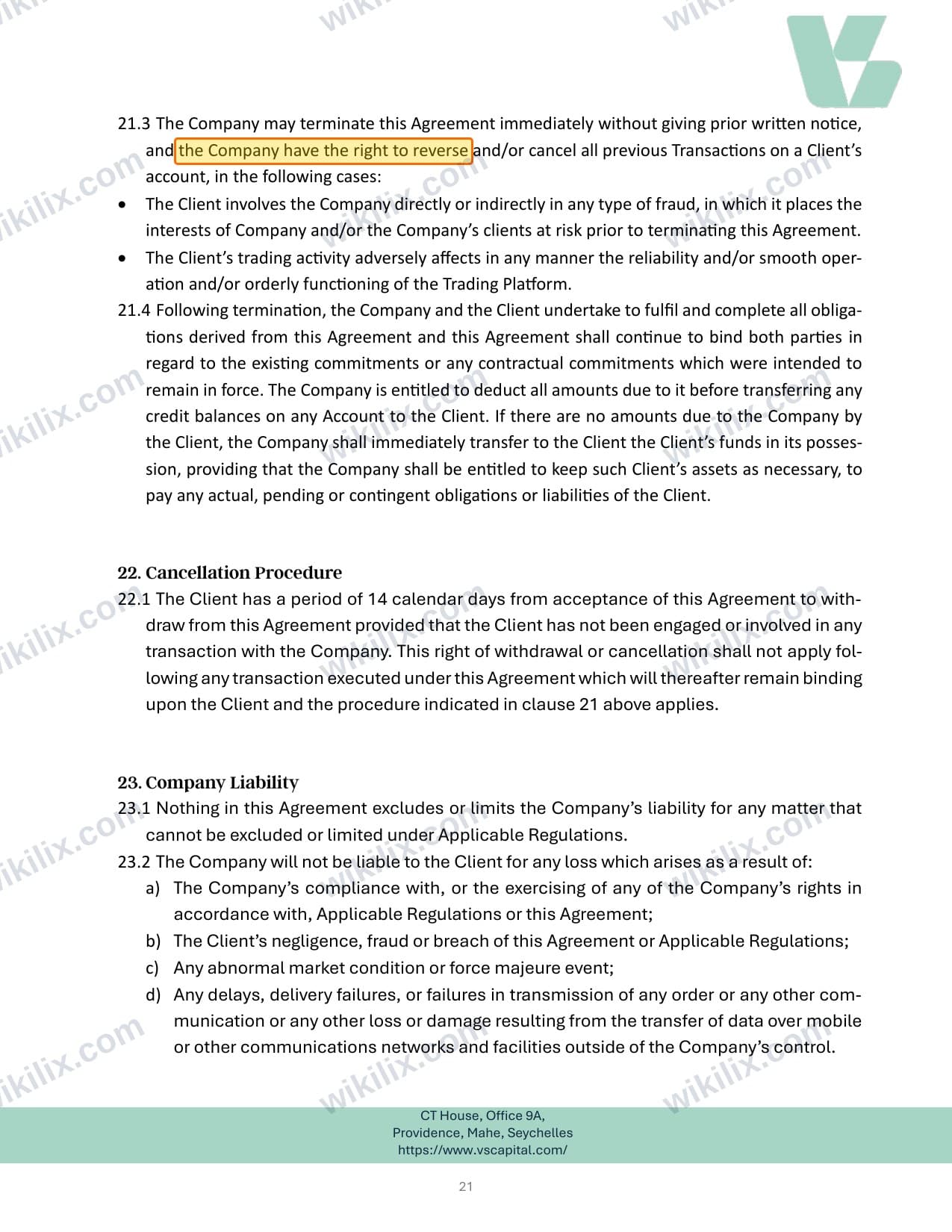 Our full page screenshot of the page this clause sits on, on VSCapital's site cdn.prod.website-files.com, taken on Sep 10, 2026. The quoted words are marked in the image.
