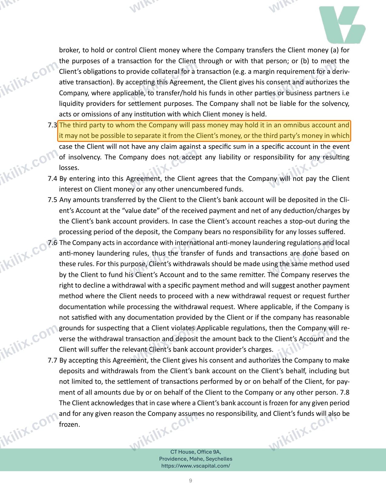 Our full page screenshot of the page this clause sits on, on VSCapital's site cdn.prod.website-files.com, taken on Sep 10, 2026. The quoted words are marked in the image.