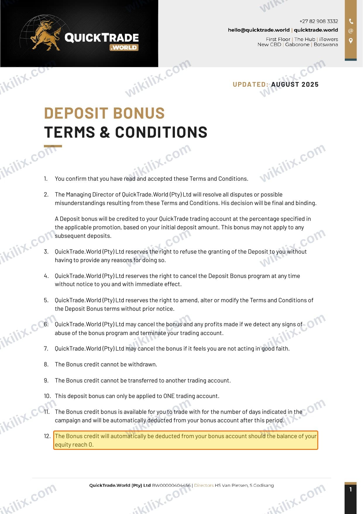 Our full page screenshot of the page that makes this promise, on QuickTrade's site vjfnyzdclzeqwvetqkru.supabase.co, taken on Aug 29, 2026. The quoted words are marked in the image.