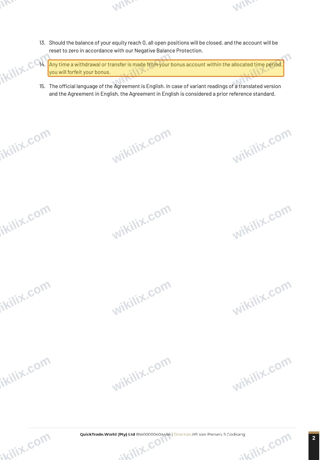 Our full page screenshot of the page this clause sits on, on QuickTrade's site vjfnyzdclzeqwvetqkru.supabase.co, taken on Aug 29, 2026. The quoted words are marked in the image.