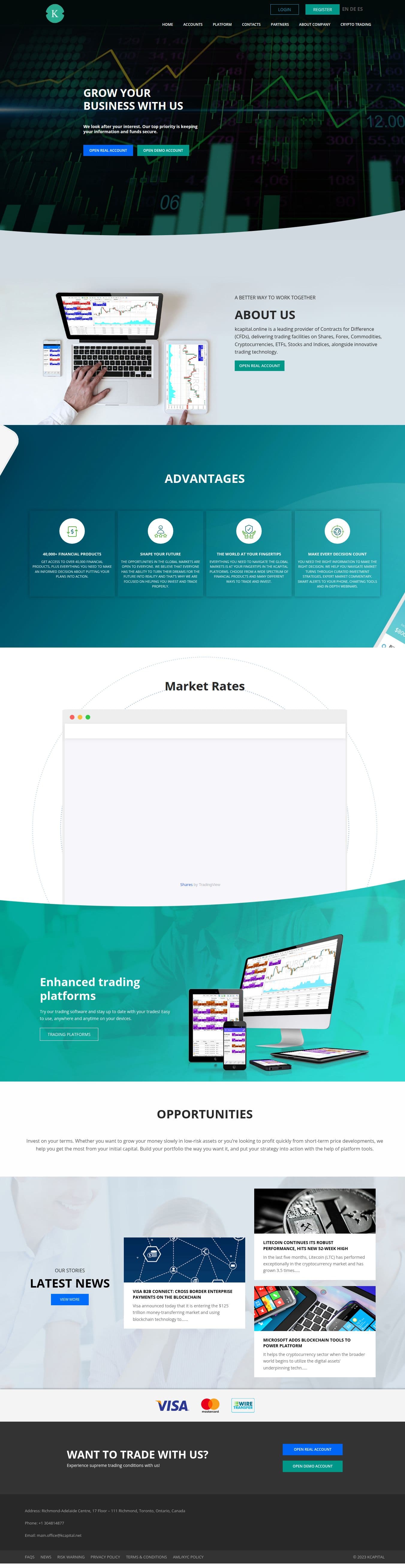 Homepage of kcapital.net as we captured it