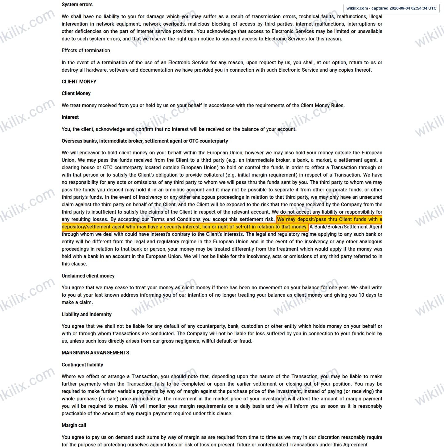 Our full page screenshot of the page this clause sits on, on UNICORN's site unfxb.com, taken on Sep 4, 2026. The quoted words are marked in the image.