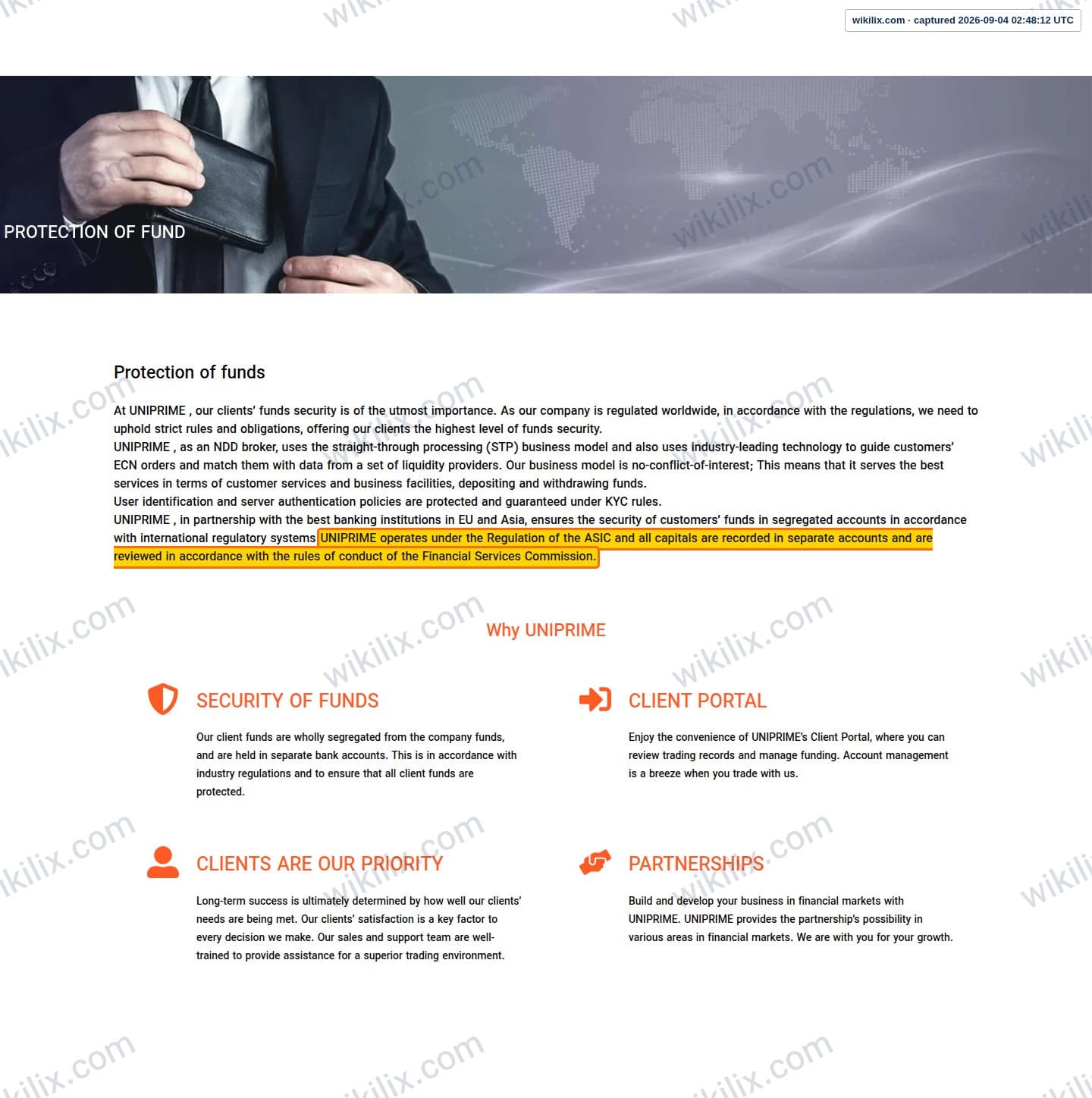 Our full page screenshot of the page that makes this promise, on UNICORN's site unfxb.com, taken on Sep 4, 2026. The quoted words are marked in the image.