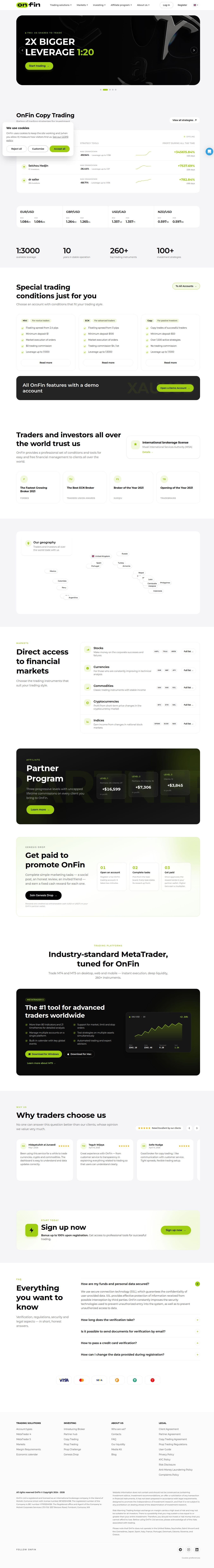 Homepage of onfin.io as we captured it