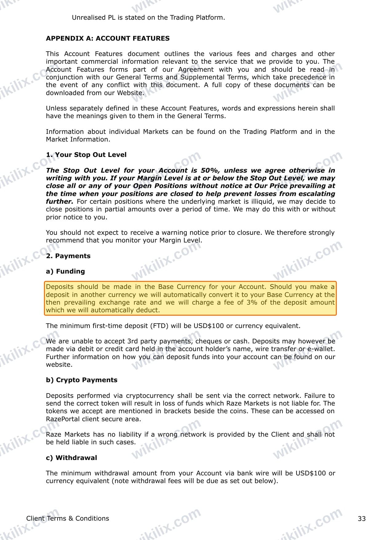 Our full page screenshot of the page this clause sits on, on Raze Markets's site cdn.prod.website-files.com, taken on Aug 24, 2026. The quoted words are marked in the image.
