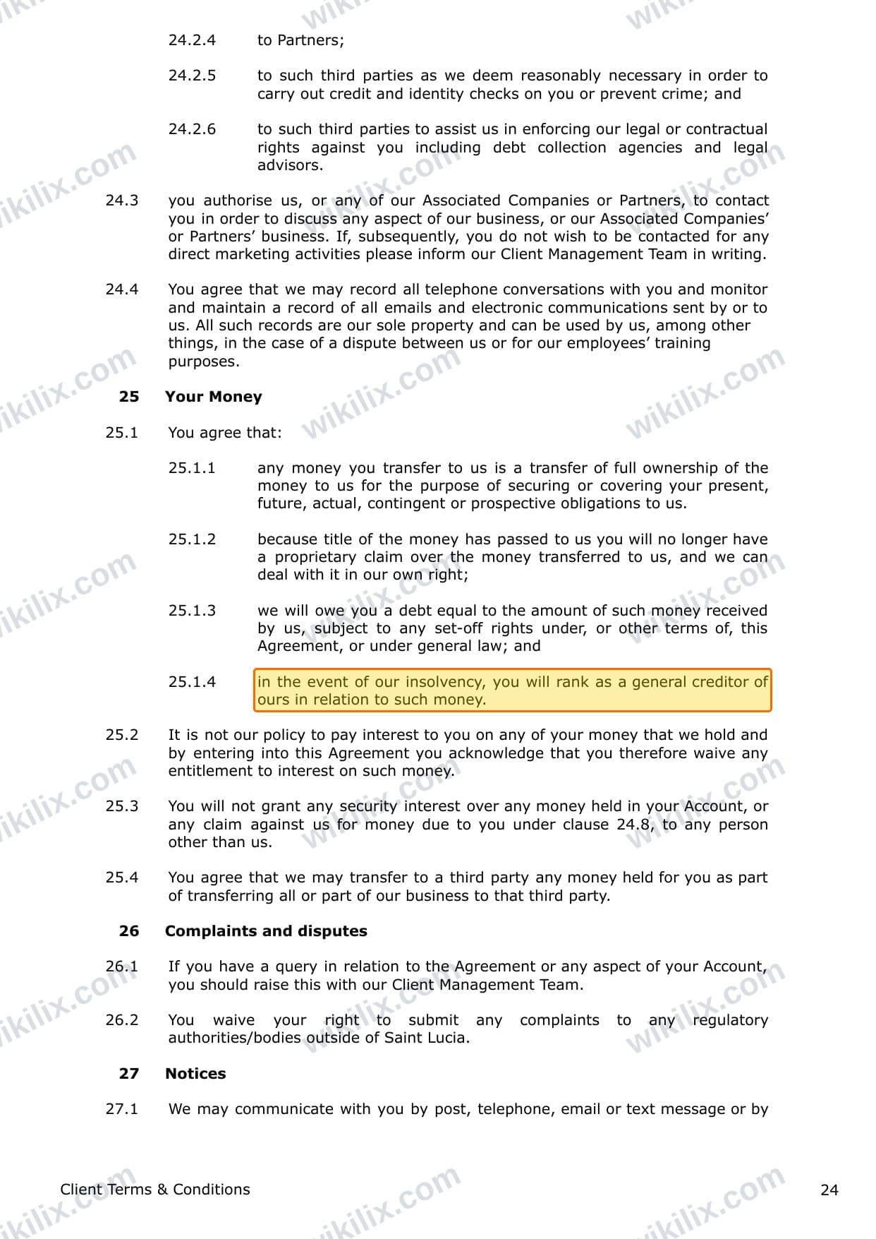 Our full page screenshot of the page this clause sits on, on Raze Markets's site cdn.prod.website-files.com, taken on Aug 24, 2026. The quoted words are marked in the image.
