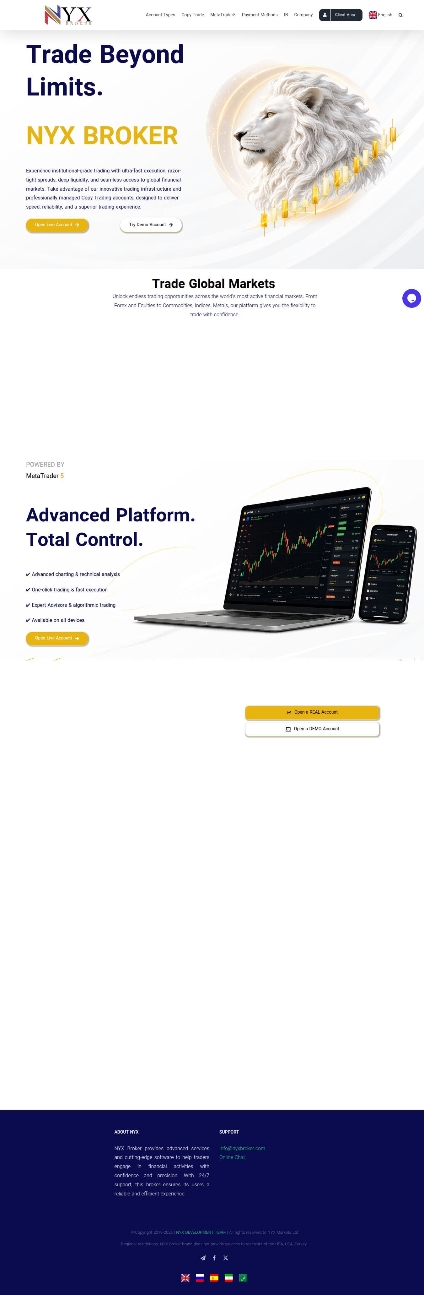 Homepage of nyxbroker.com as we captured it