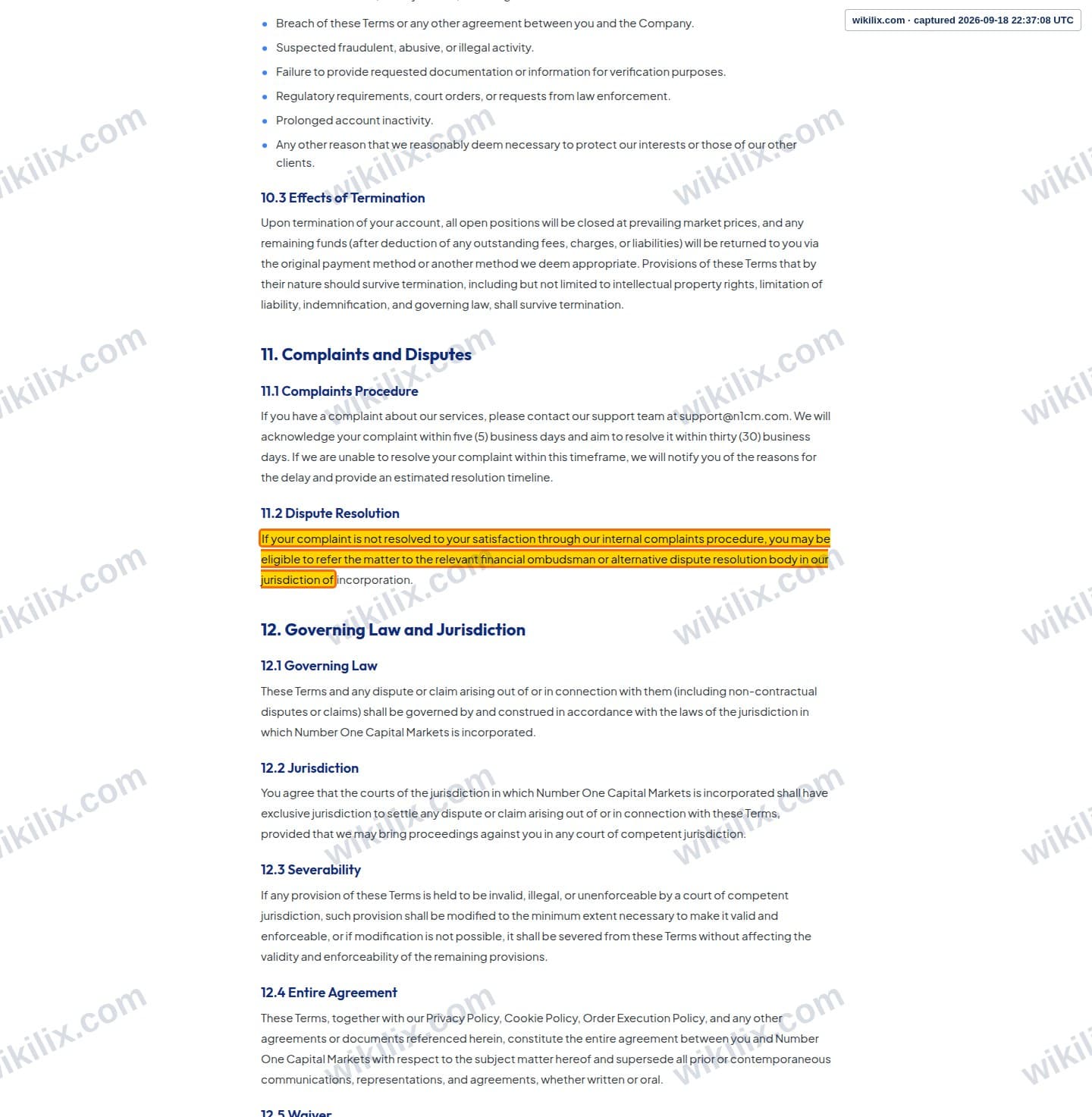Our full page screenshot of the page this clause sits on, on N1CM's site n1cm.com, taken on Sep 18, 2026. The quoted words are marked in the image.