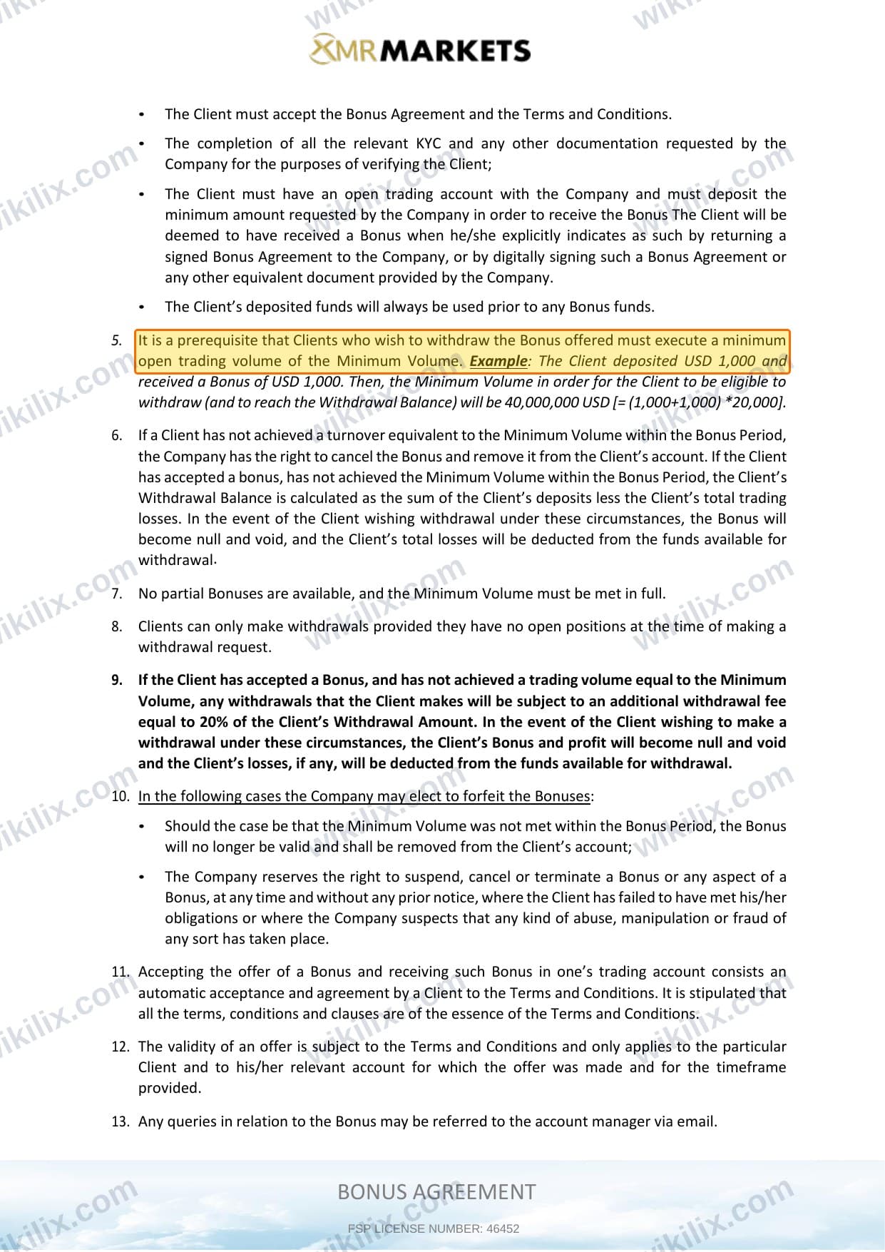 Our full page screenshot of the page this clause sits on, on XMR MARKETS's site xmrmarkets.com, taken on Aug 28, 2026. The quoted words are marked in the image.