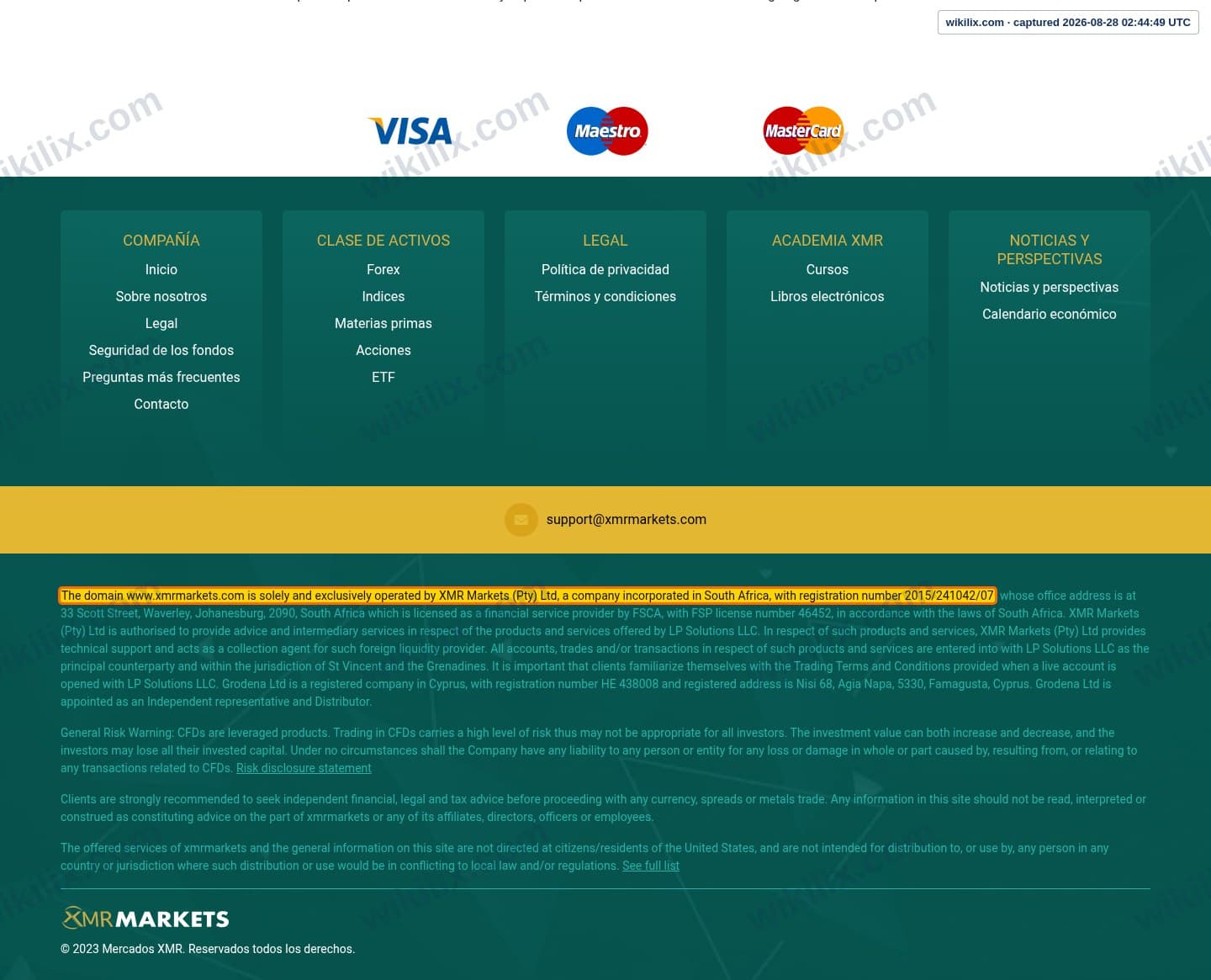 Our full page screenshot of the page that makes this promise, on XMR MARKETS's site xmrmarkets.com, taken on Aug 28, 2026. The quoted words are marked in the image.