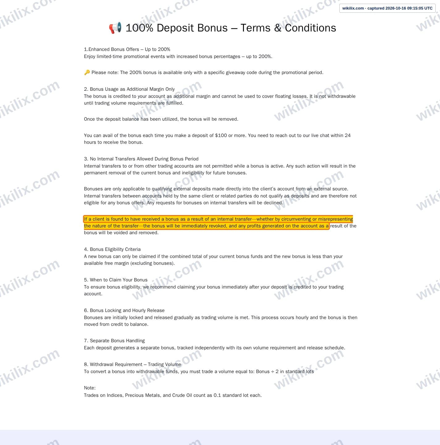 Our full page screenshot of the page this clause sits on, on Hankotrade's site hankotrade.com, taken on Oct 16, 2026. The quoted words are marked in the image.