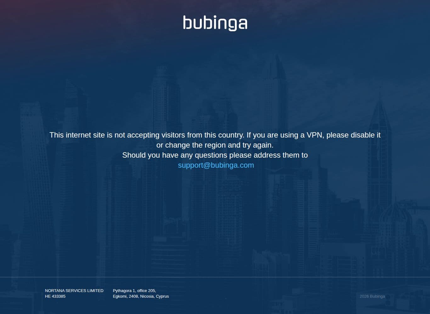Homepage of bubinga.com as we captured it