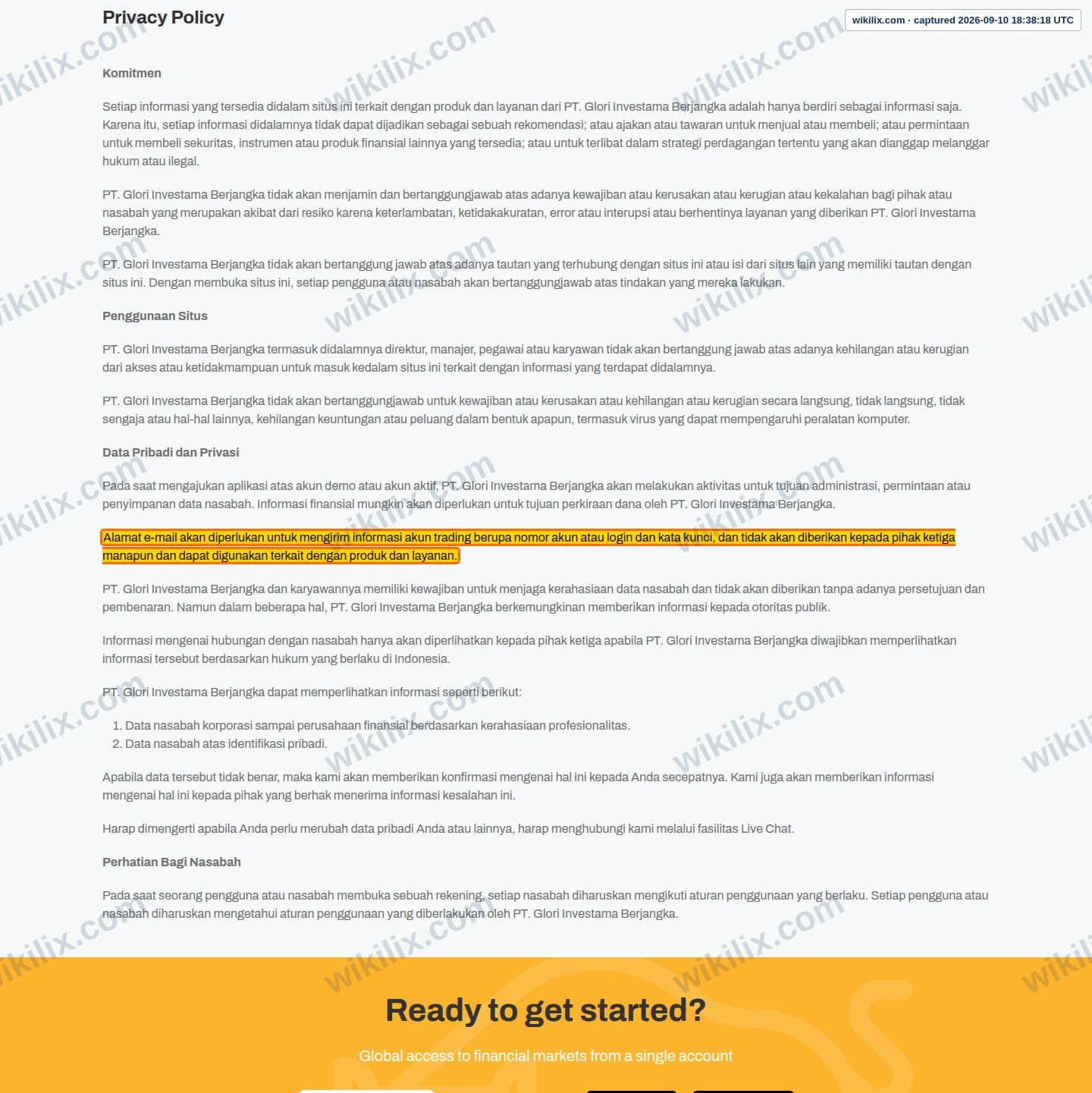 Our full page screenshot of the page this clause sits on, on GIFX's site gifx.co.id, taken on Sep 10, 2026. The quoted words are marked in the image.