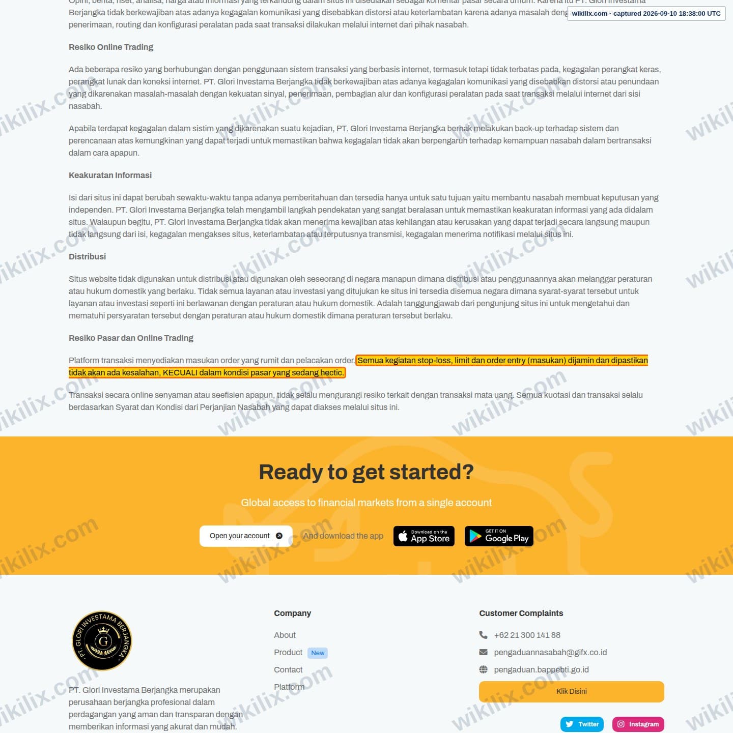 Our full page screenshot of the page this clause sits on, on GIFX's site gifx.co.id, taken on Sep 10, 2026. The quoted words are marked in the image.
