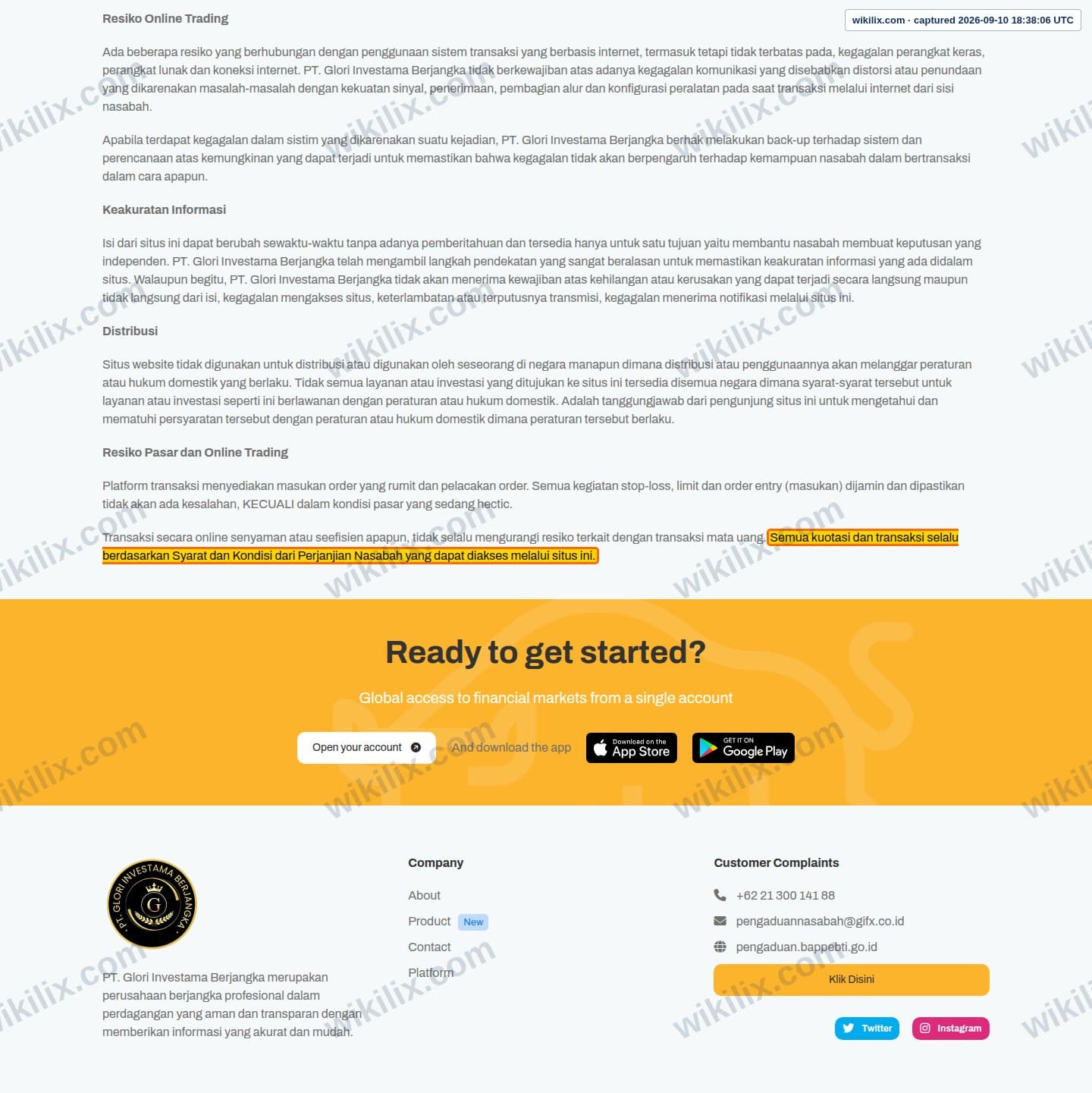 Our full page screenshot of the page this clause sits on, on GIFX's site gifx.co.id, taken on Sep 10, 2026. The quoted words are marked in the image.