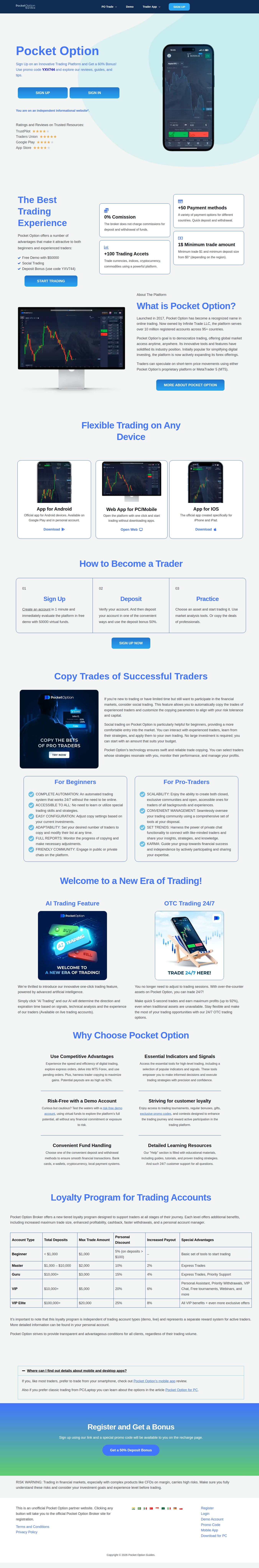 Homepage of pocketoptionguides.com as we captured it