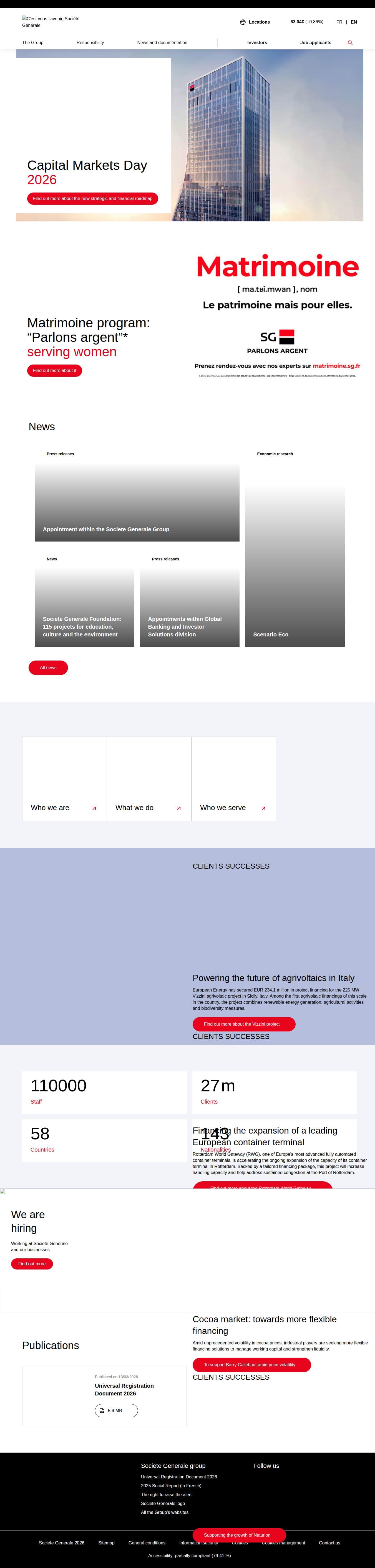 Homepage of societegenerale.com as we captured it