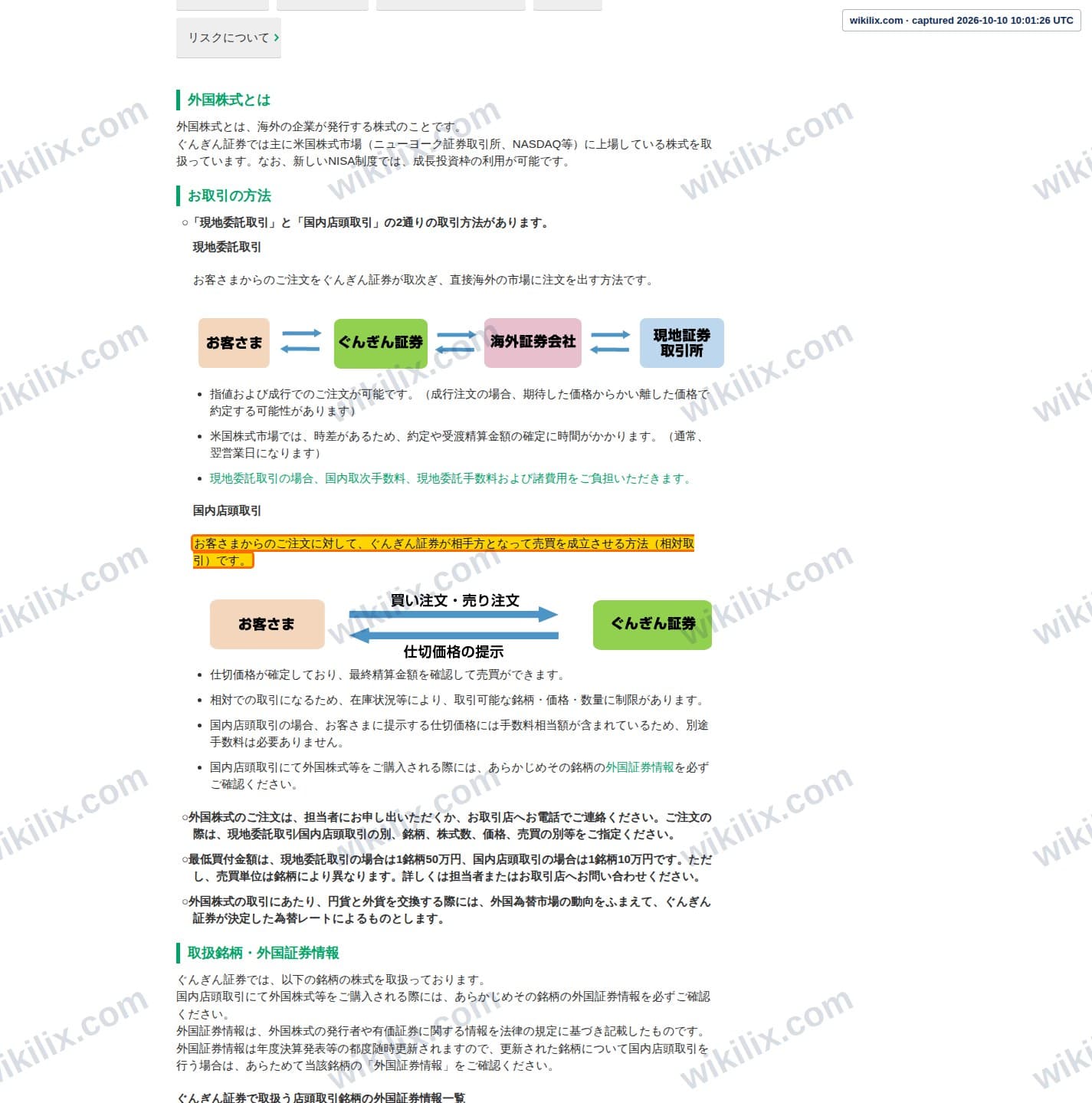 Our full page screenshot of the page this clause sits on, on Gungin's site gunginsec.co.jp, taken on Oct 10, 2026. The quoted words are marked in the image.