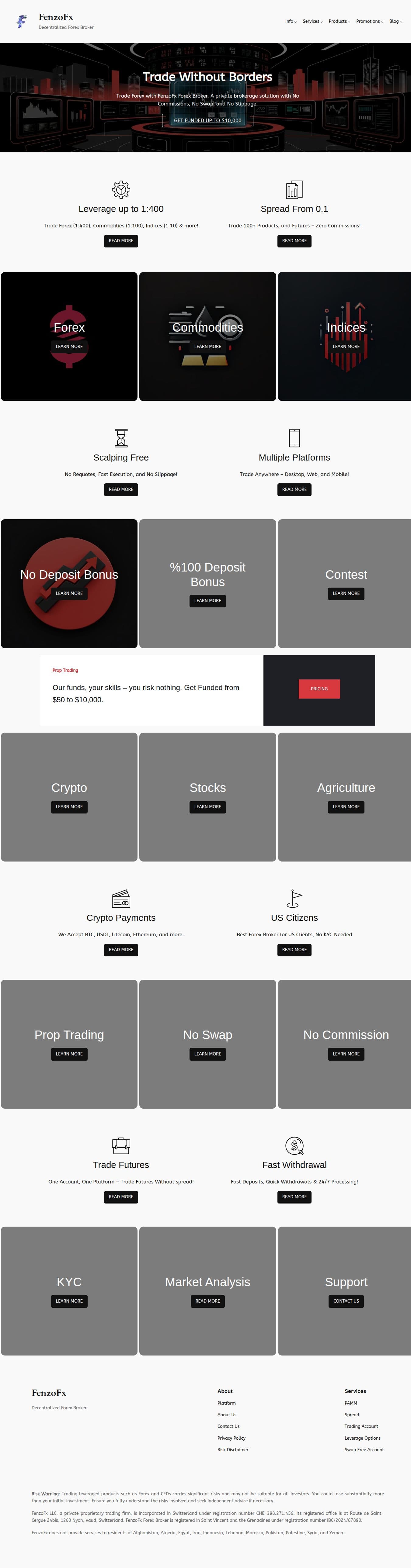 Homepage of fenzofx.com as we captured it