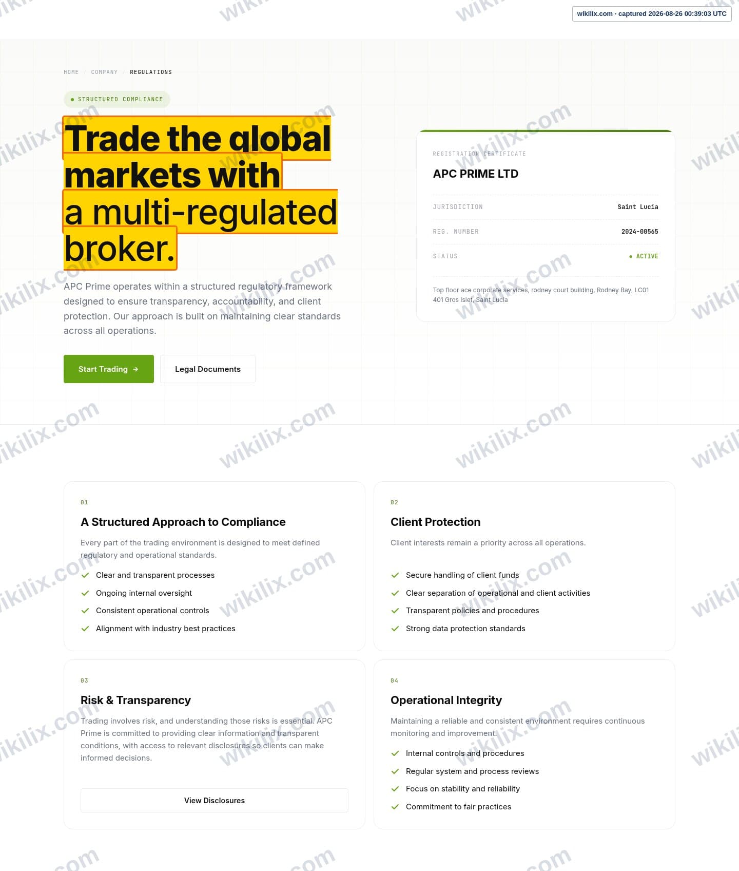 Our full page screenshot of the page this clause sits on, on APC PRIME's site apcprime.com, taken on Aug 26, 2026. The quoted words are marked in the image.