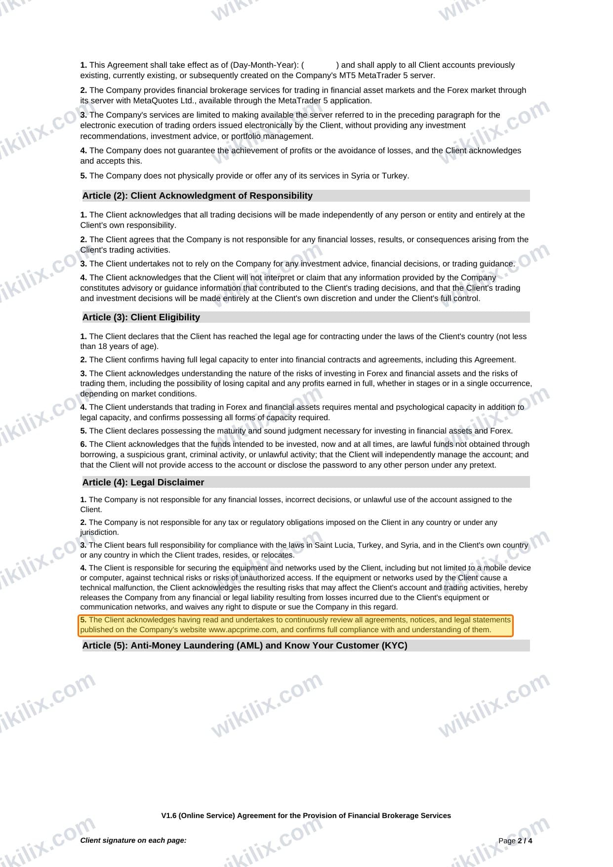 Our full page screenshot of the page this clause sits on, on APC PRIME's site apc-app.apcprime.com, taken on Aug 26, 2026. The quoted words are marked in the image.
