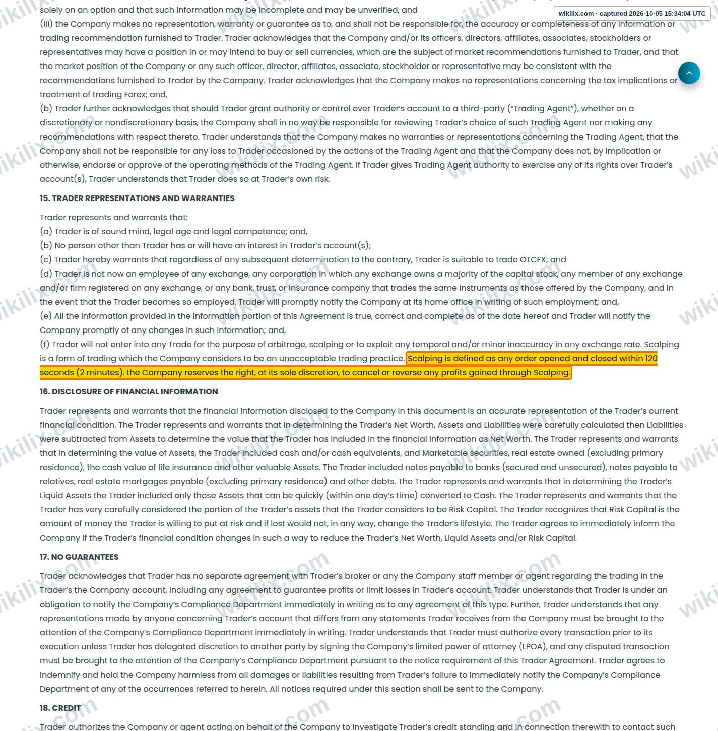 Our full page screenshot of the page this clause sits on, on AGILE GLOBAL LIMITED's site agilegloballtd.com, taken on Oct 5, 2026. The quoted words are marked in the image.