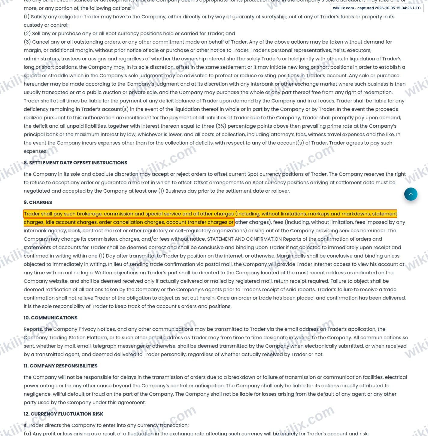 Our full page screenshot of the page this clause sits on, on AGILE GLOBAL LIMITED's site agilegloballtd.com, taken on Oct 5, 2026. The quoted words are marked in the image.