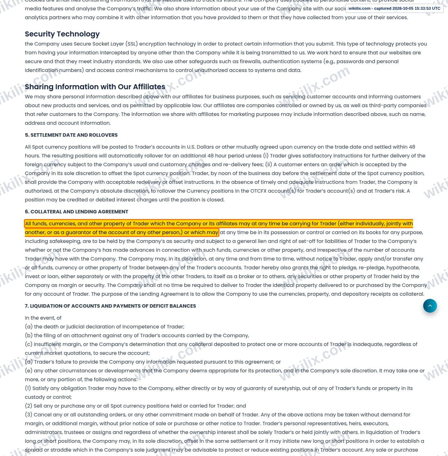 Our full page screenshot of the page this clause sits on, on AGILE GLOBAL LIMITED's site agilegloballtd.com, taken on Oct 5, 2026. The quoted words are marked in the image.
