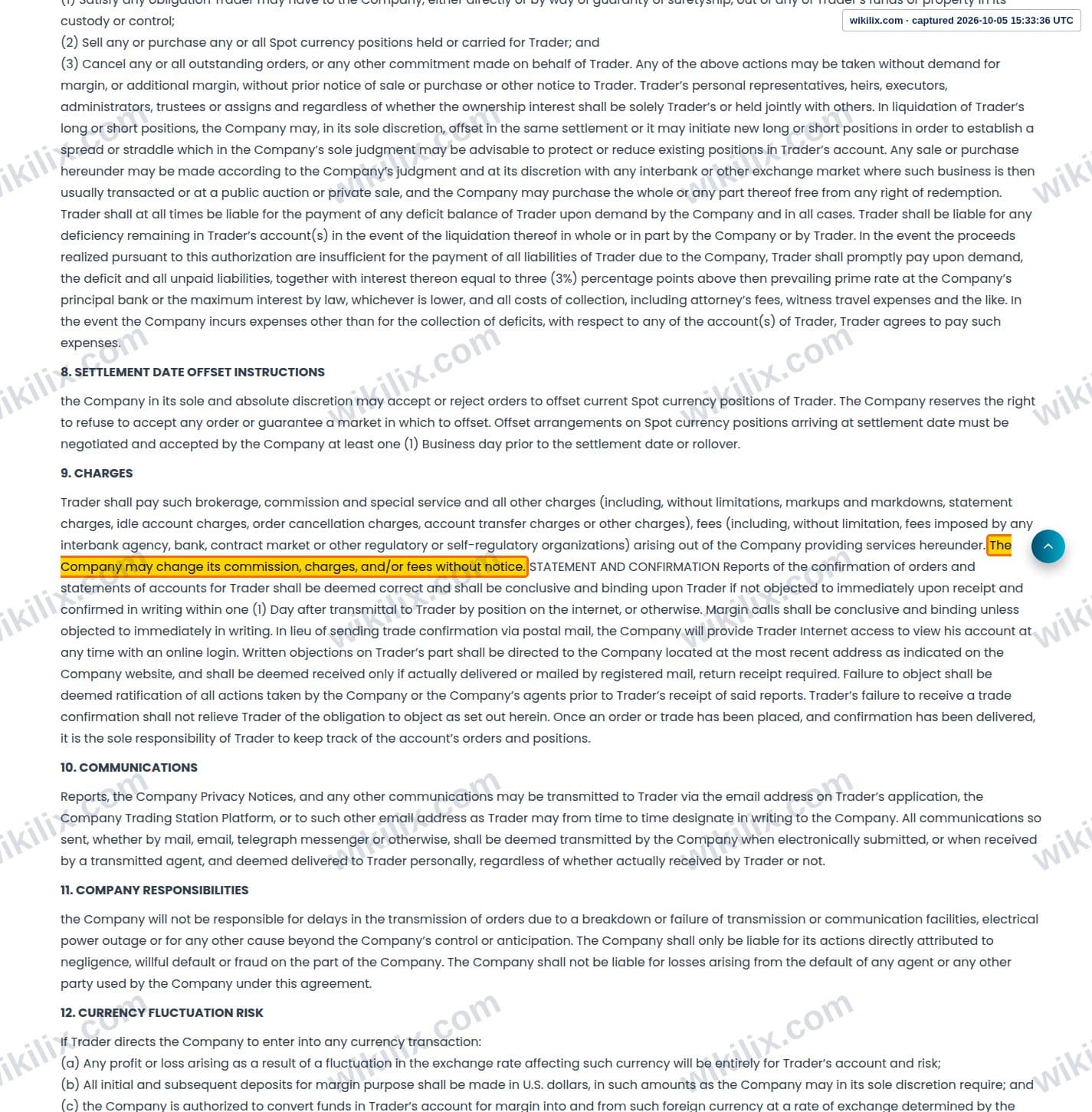 Our full page screenshot of the page this clause sits on, on AGILE GLOBAL LIMITED's site agilegloballtd.com, taken on Oct 5, 2026. The quoted words are marked in the image.